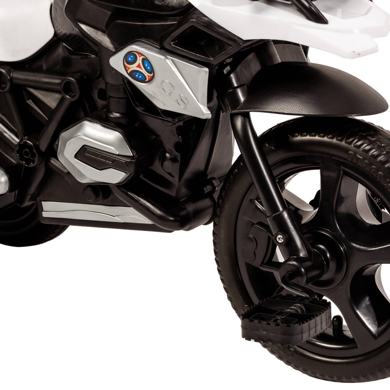 Triciclo para Niños con Diseño de Moto y Luz Frontal  - Blanco.