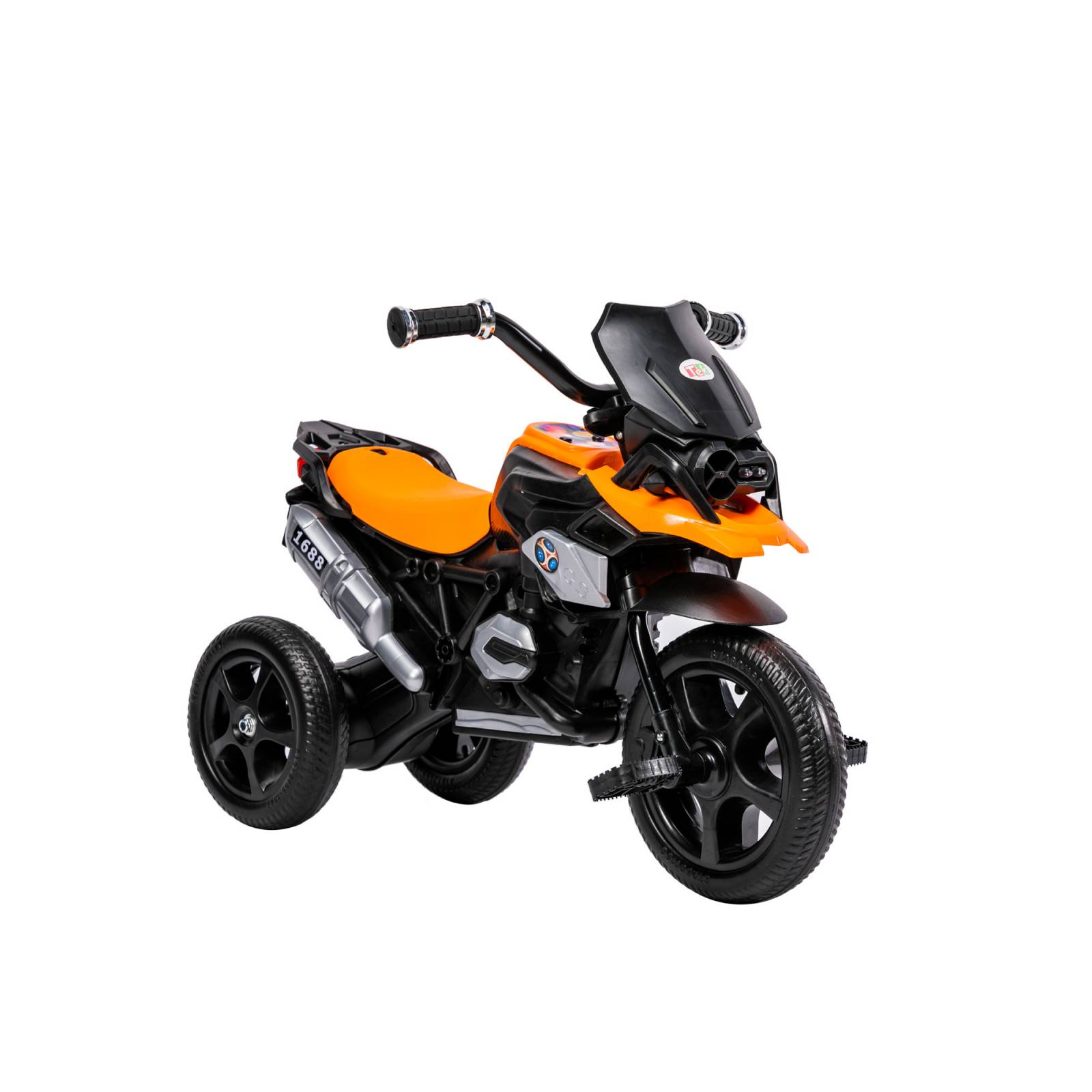 Triciclo para Niños con Diseño de Moto y Luz Frontal  - Naranja.