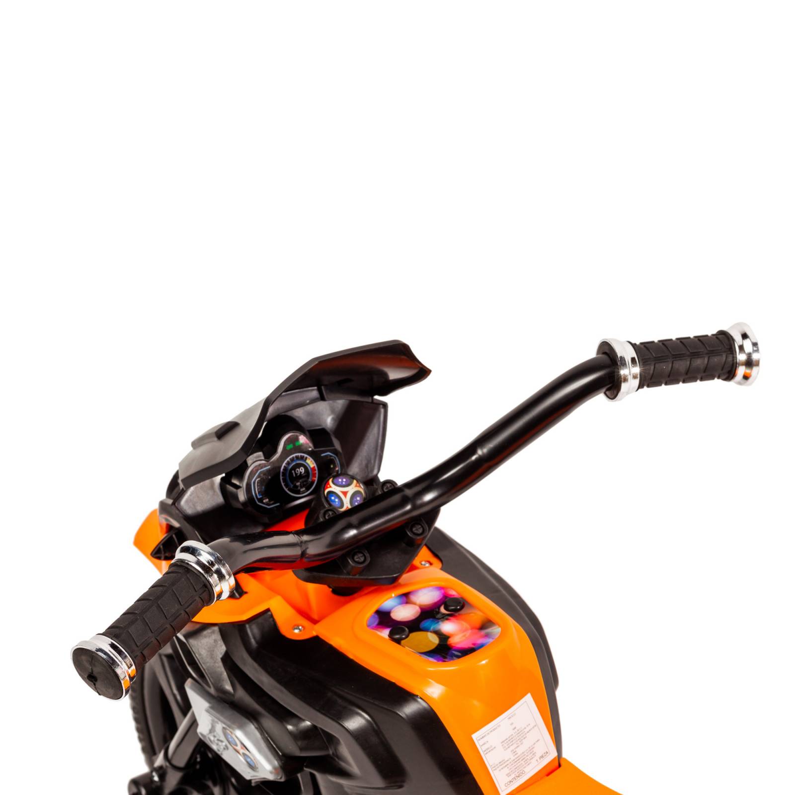 Triciclo para Niños con Diseño de Moto y Luz Frontal  - Naranja.