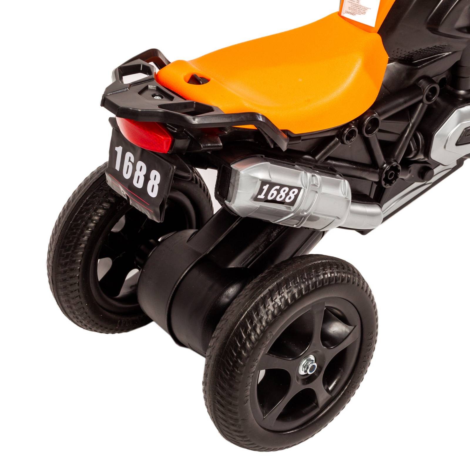 Triciclo para Niños con Diseño de Moto y Luz Frontal  - Naranja.