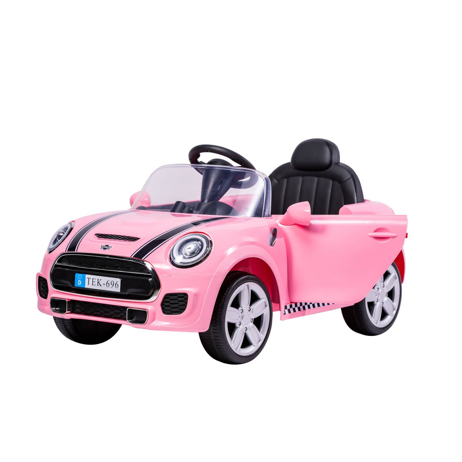Carro eléctrico para niños con control remoto 12V cooper  - Rosa