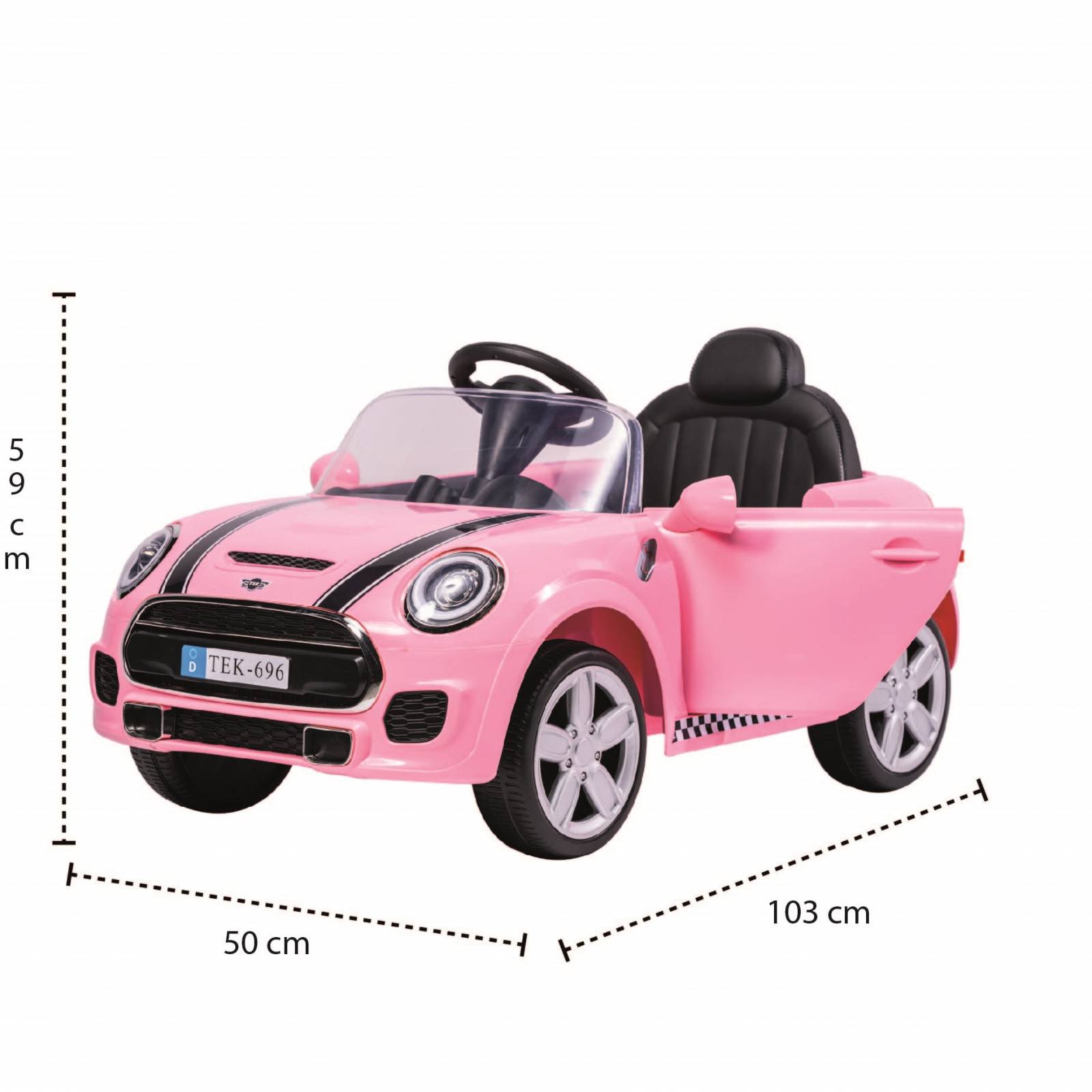 Carro eléctrico para niños con control remoto 12V cooper  - Rosa