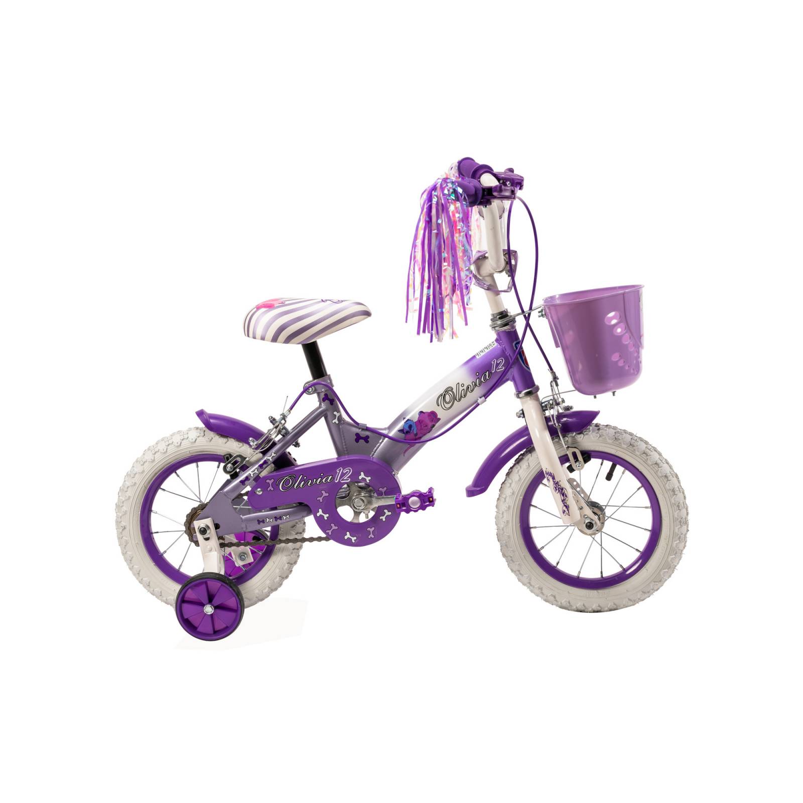 Bicicleta para Niñas R12 Lila Llantas Aire y Entrenamiento  - Blanco