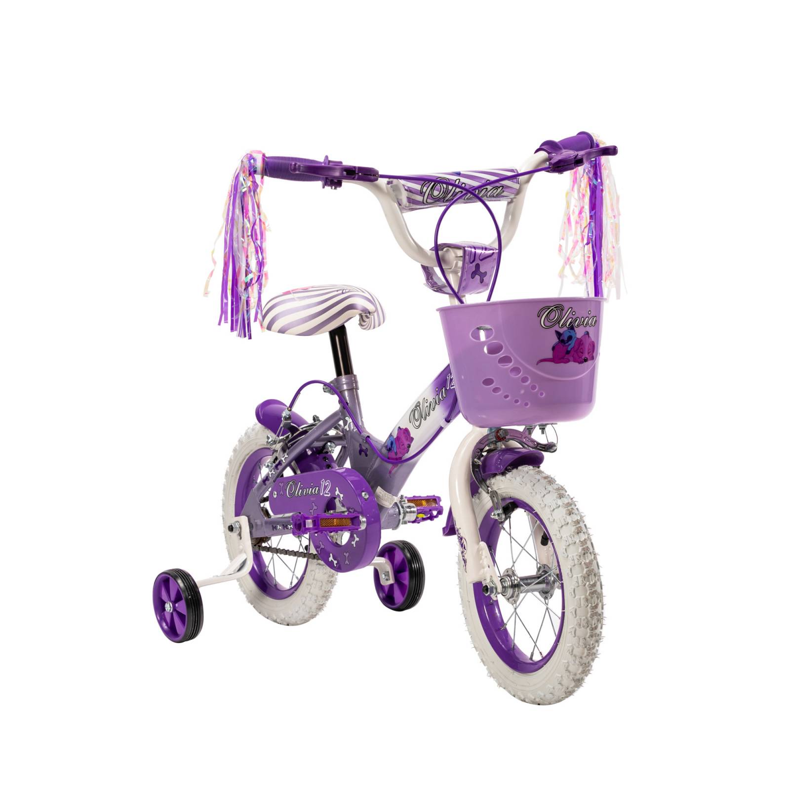 Bicicleta para Niñas R12 Lila Llantas Aire y Entrenamiento  - Blanco