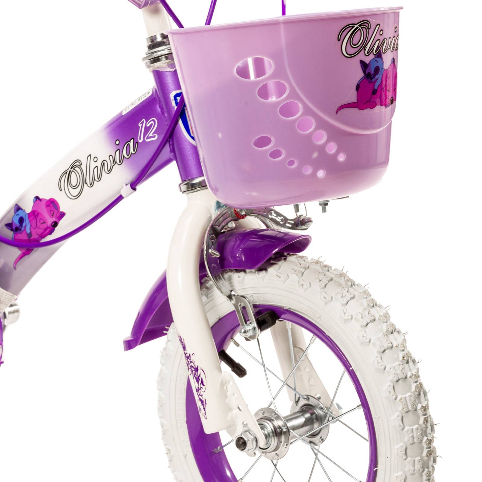 Bicicleta para Niñas R12 Lila Llantas Aire y Entrenamiento  - Blanco