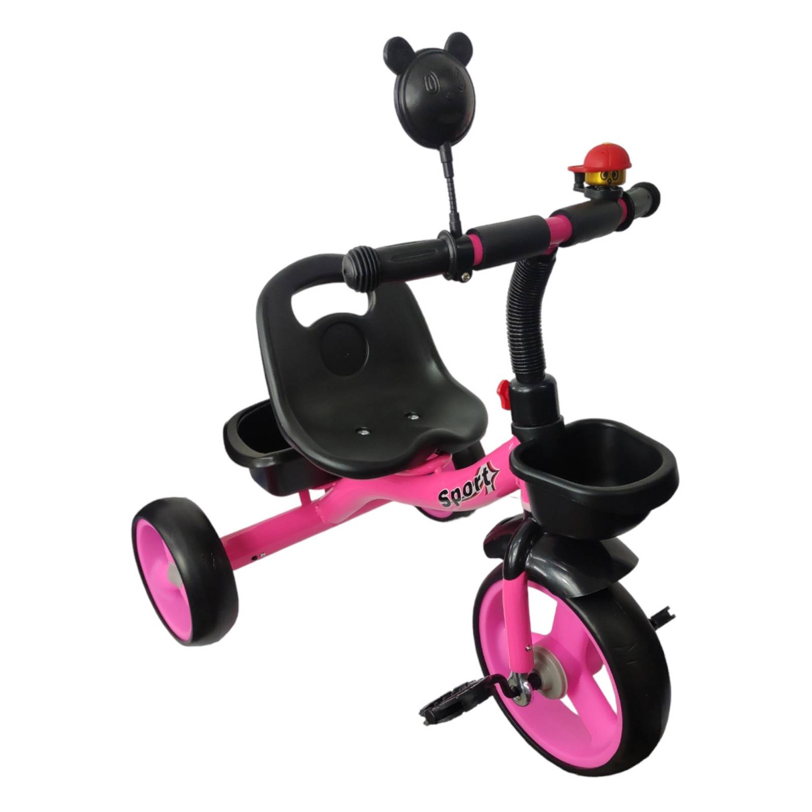 Triciclo para Niños Infantil con Canasto Salpicadera Espejo  - Rosa.