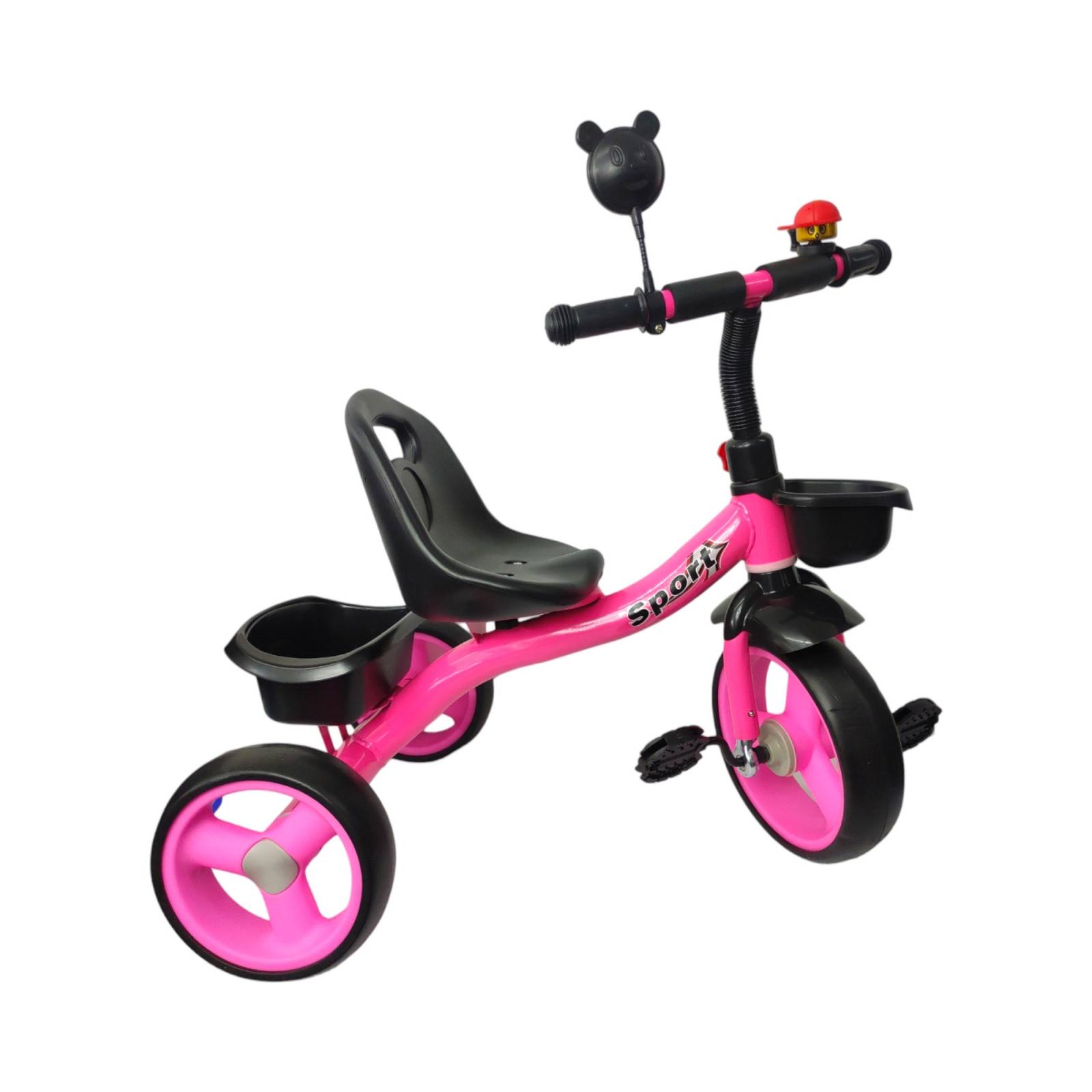Triciclo para Niños Infantil con Canasto Salpicadera Espejo  - Rosa.