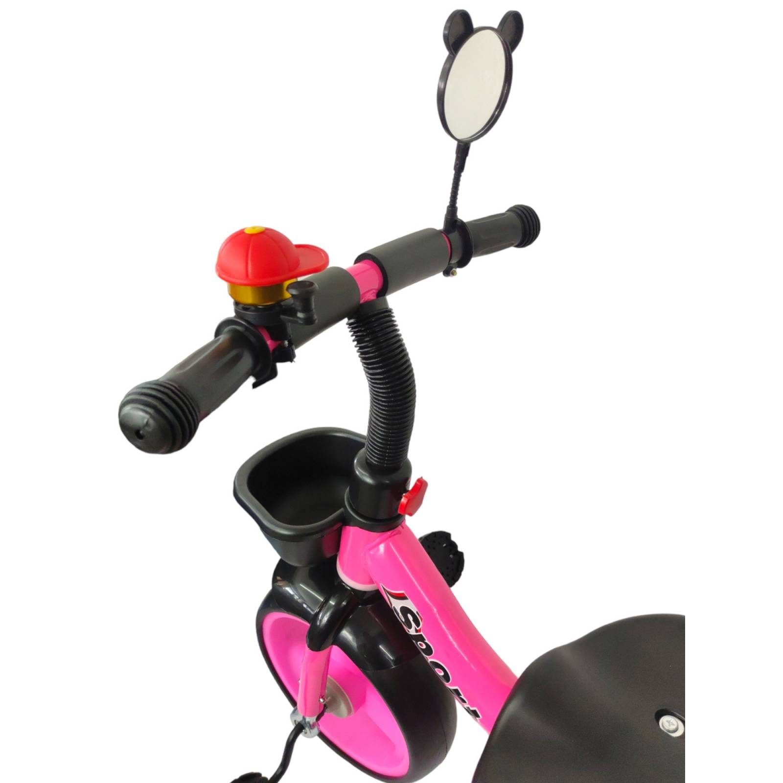 Triciclo para Niños Infantil con Canasto Salpicadera Espejo  - Rosa.