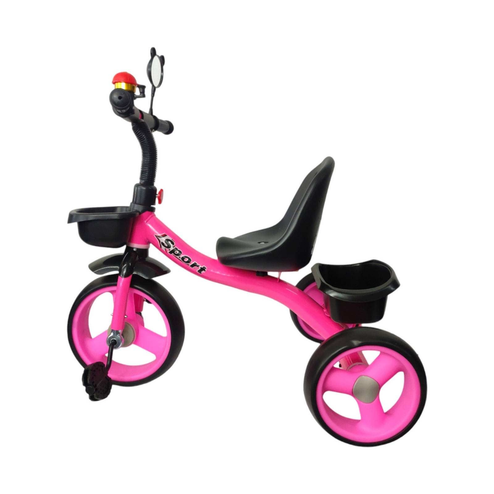Triciclo para Niños Infantil con Canasto Salpicadera Espejo  - Rosa.