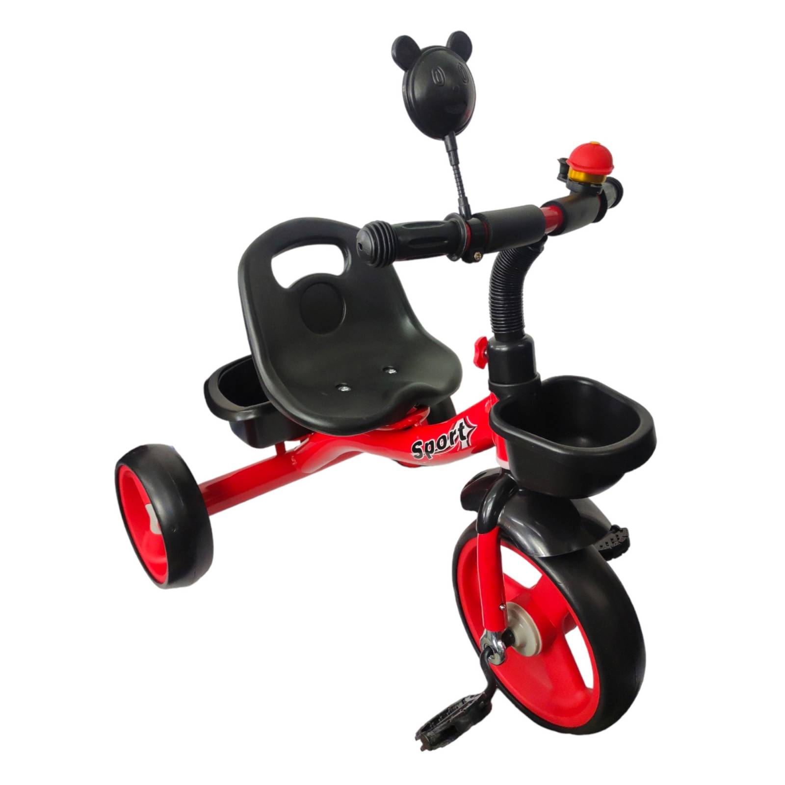 Triciclo para Niños Infantil con Canasto Salpicadera Espejo  - Rojo.