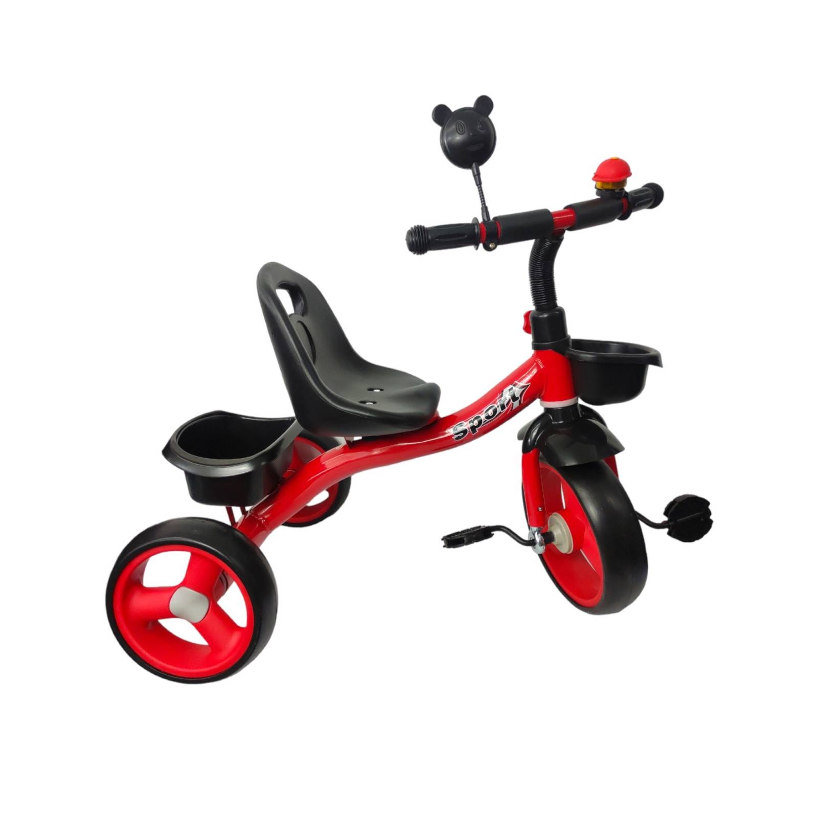 Triciclo para Niños Infantil con Canasto Salpicadera Espejo  - Rojo.