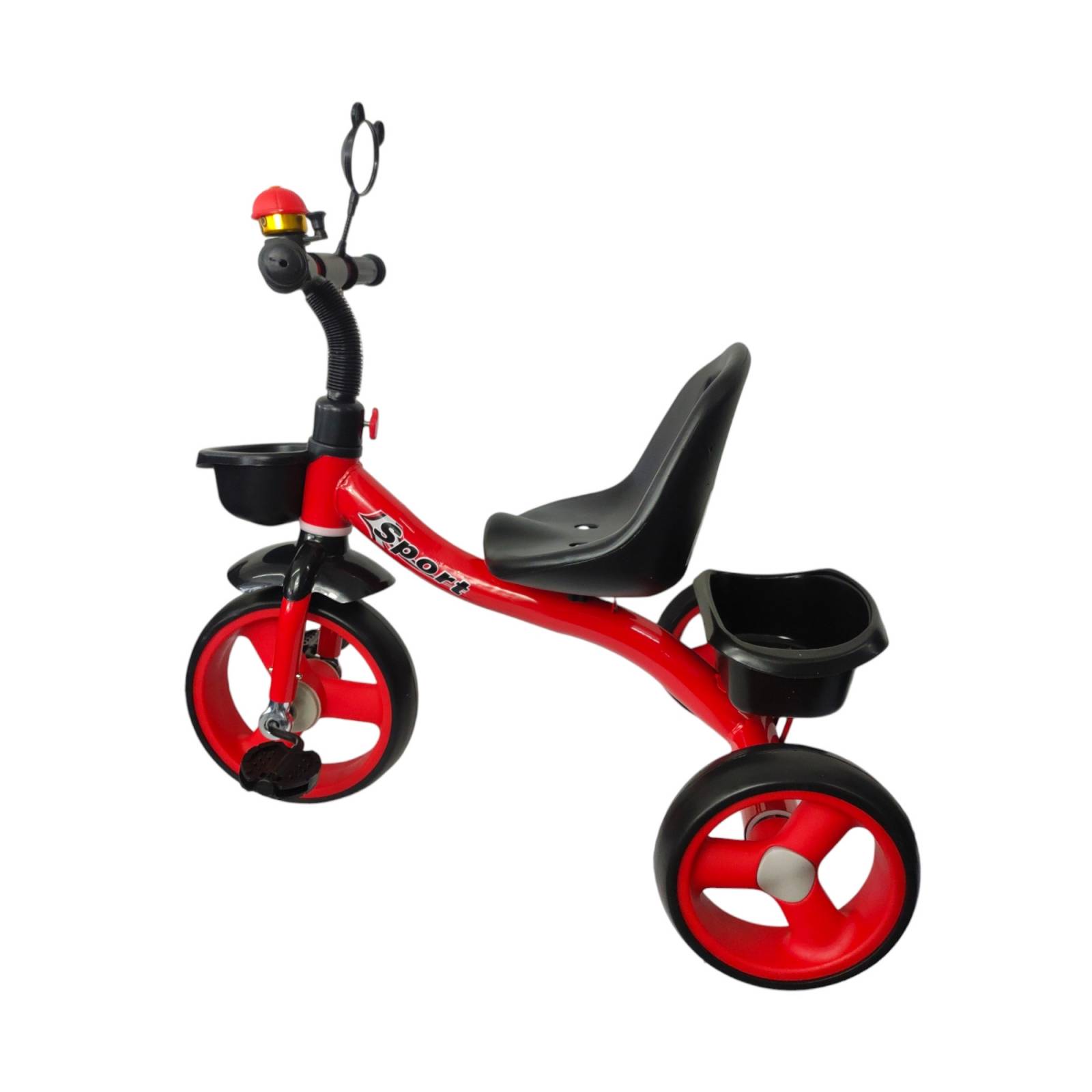 Triciclo para Niños Infantil con Canasto Salpicadera Espejo  - Rojo.