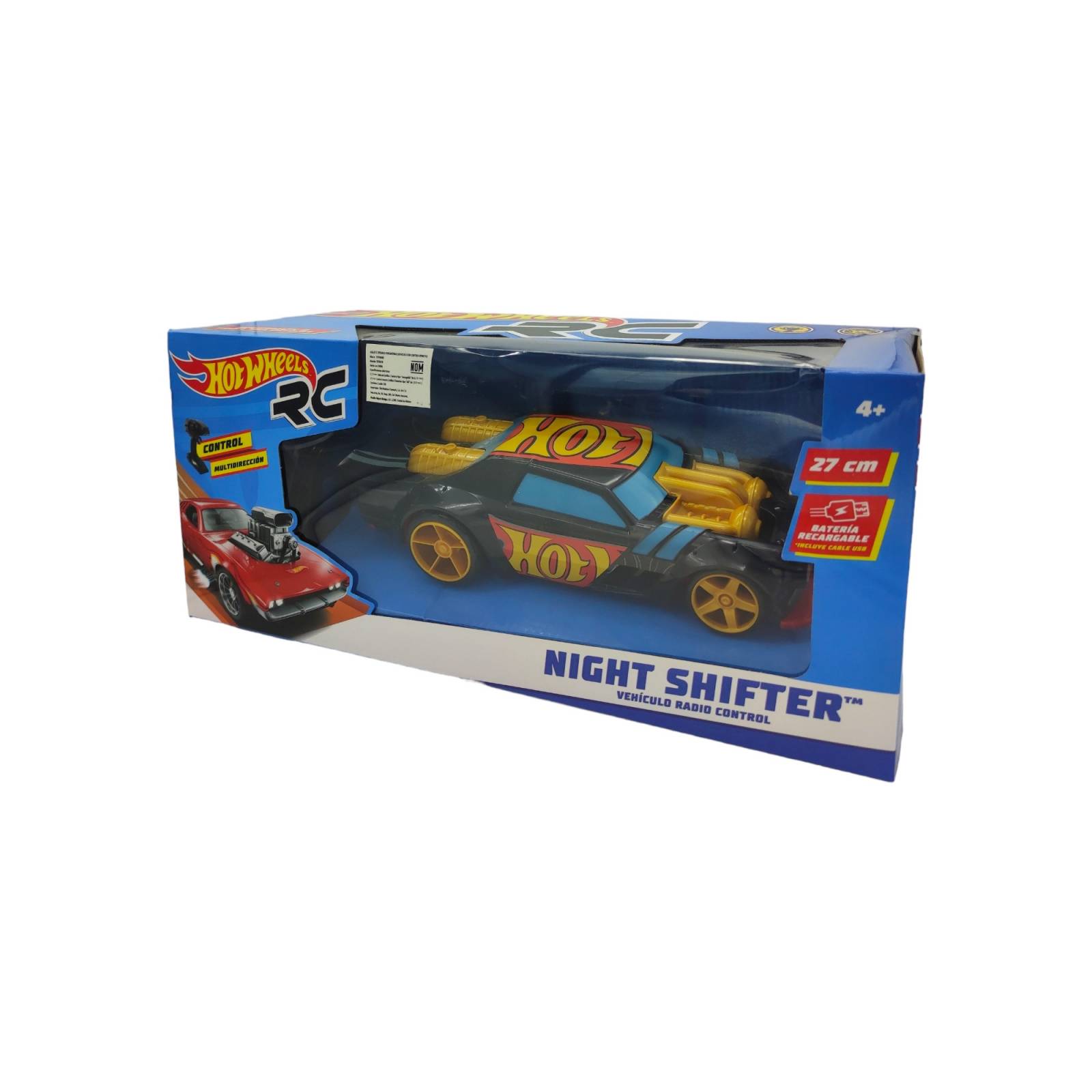 Coche a Control Remoto Hot Wheels 1pz,27cm,batería,Negro  - Negro