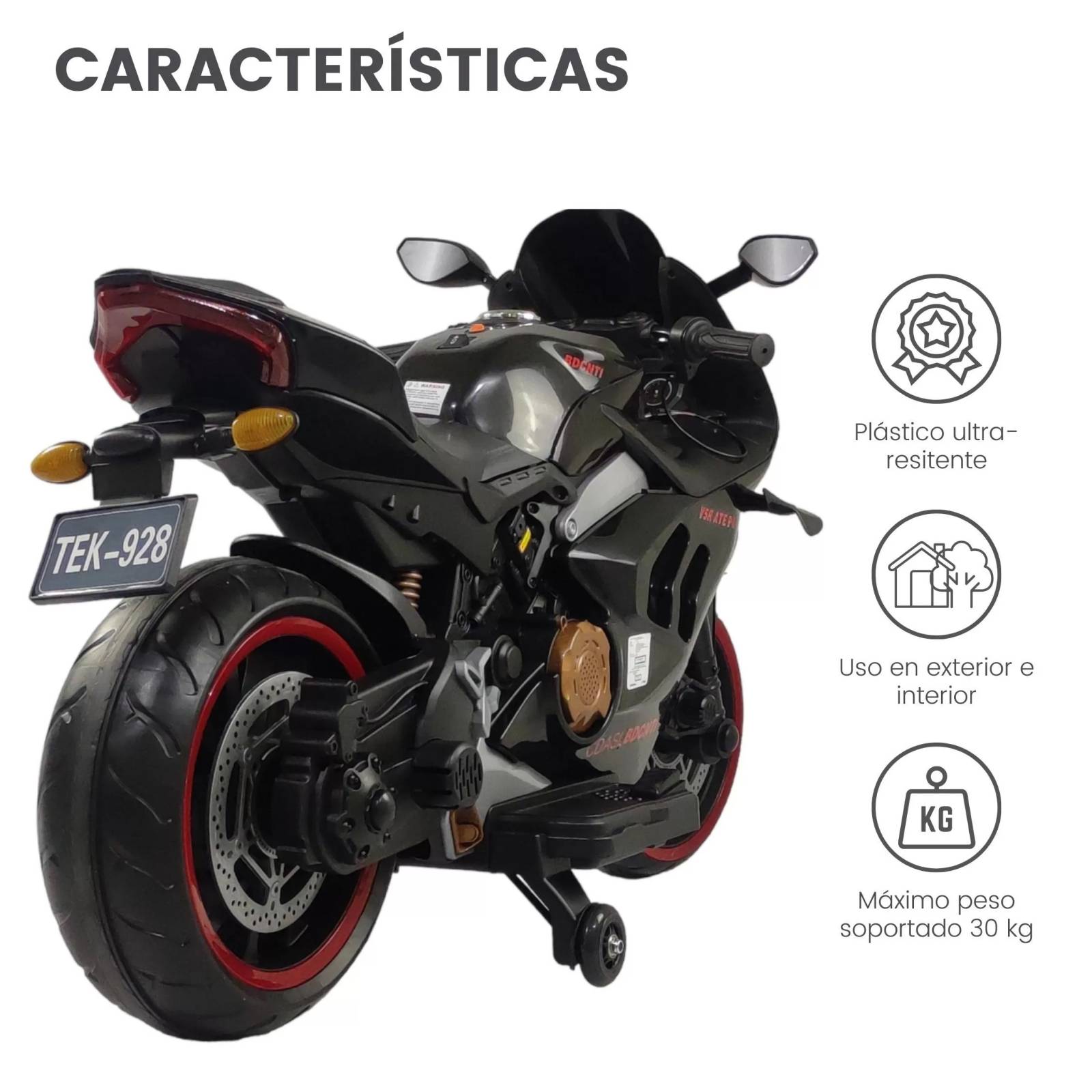 Motocicleta Montable Electrica Sonido Luz LED 12v Negro  - Negro