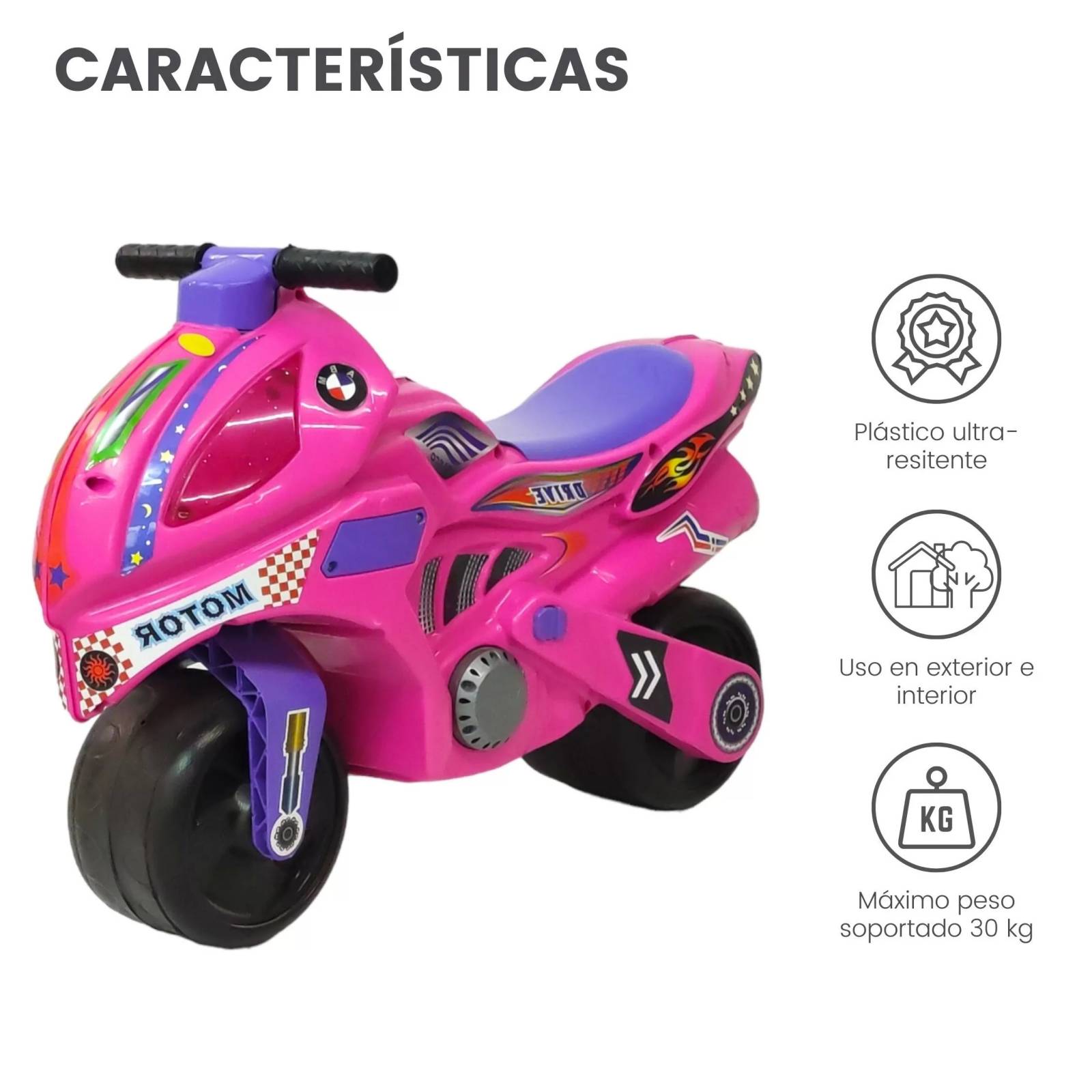 Montable Para Niños Moto Correpasillos, Largo 60 Cm Color Amarillo