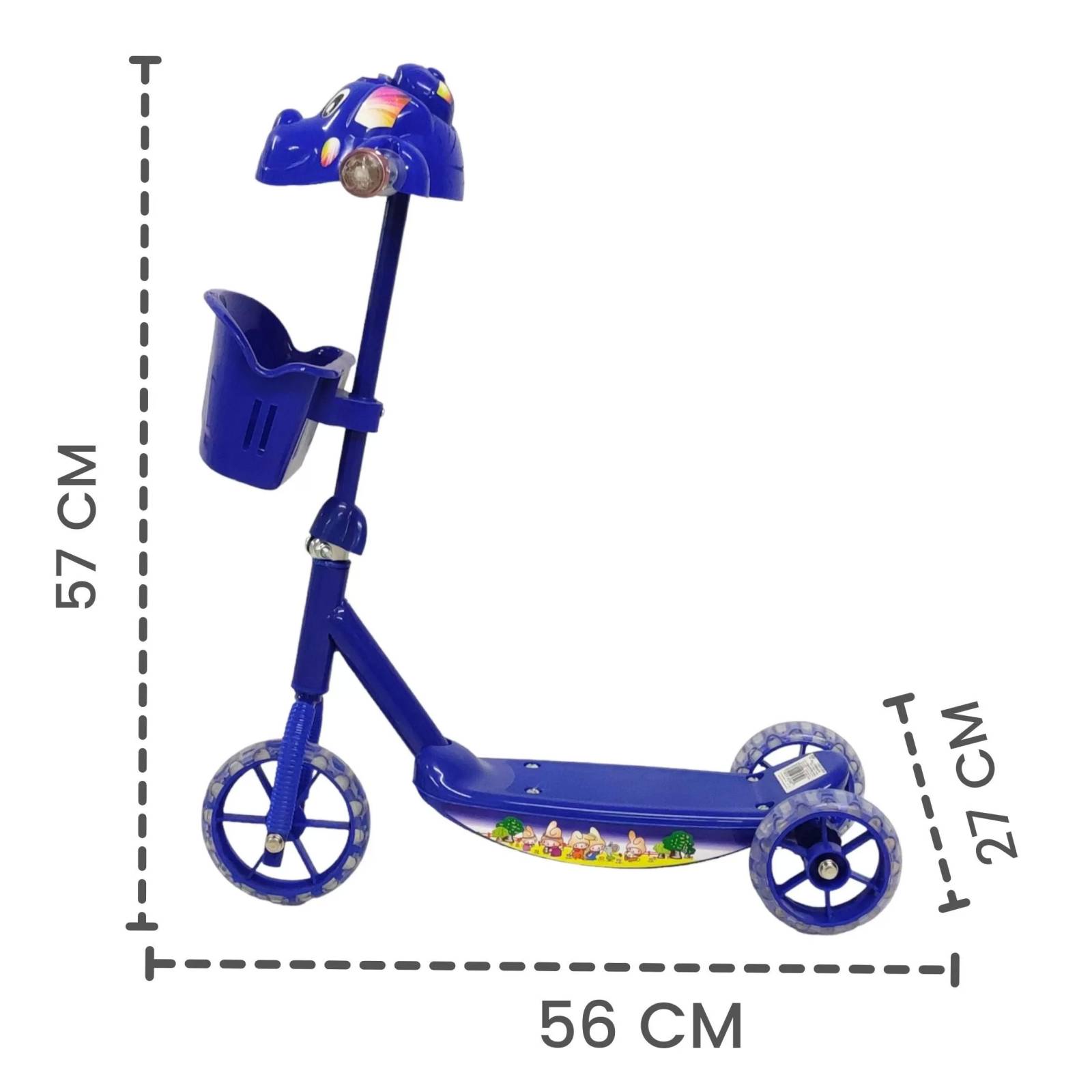 Patin del Diablo Scooter de Tres Llantas con Luz y Sonido  - Azul