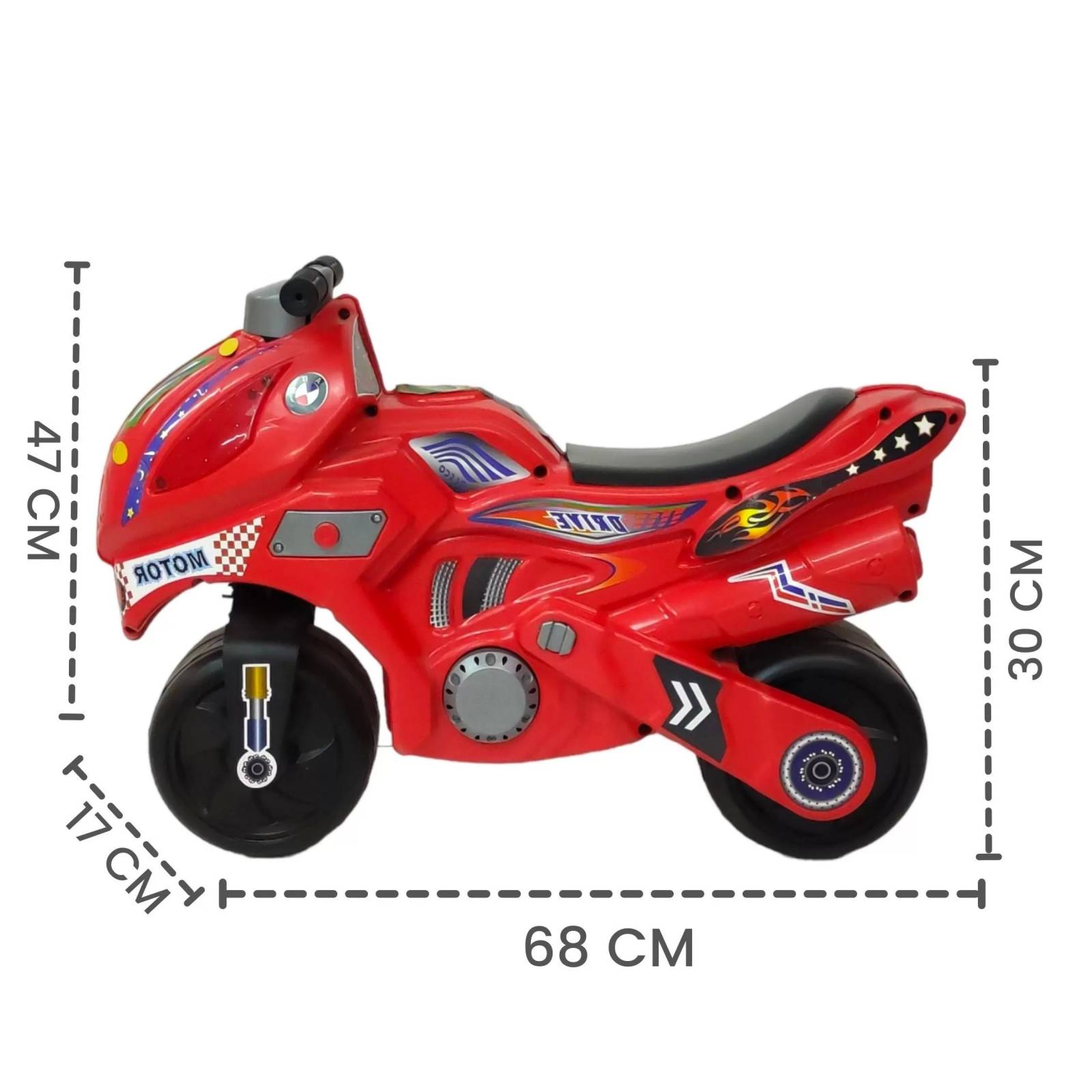 Montable para Niños Moto Correpasillos, largo 68 cm  - Rojo