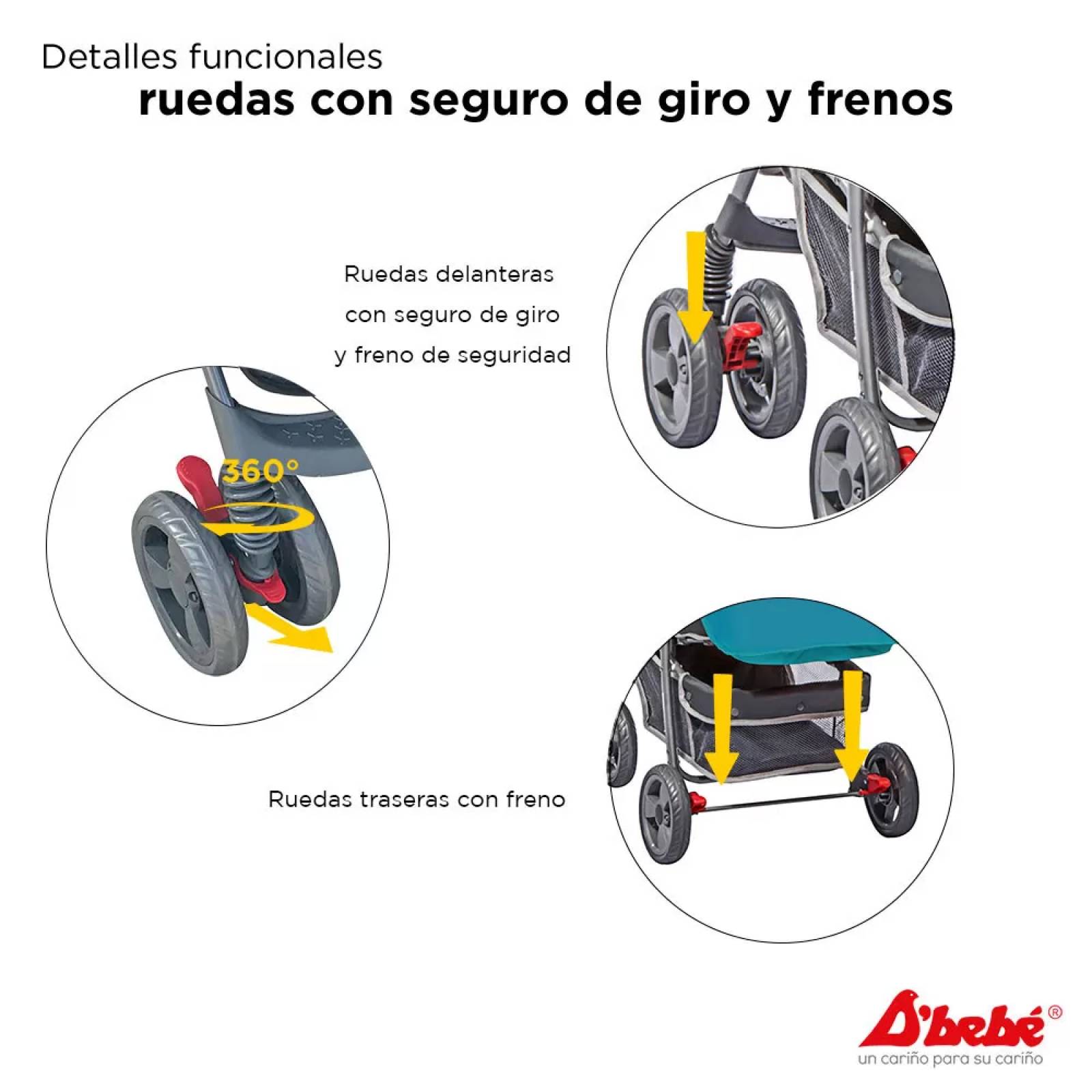 Carriola Travel System Dbebe Reversible,Portabebe,Reclinable  - Verde.