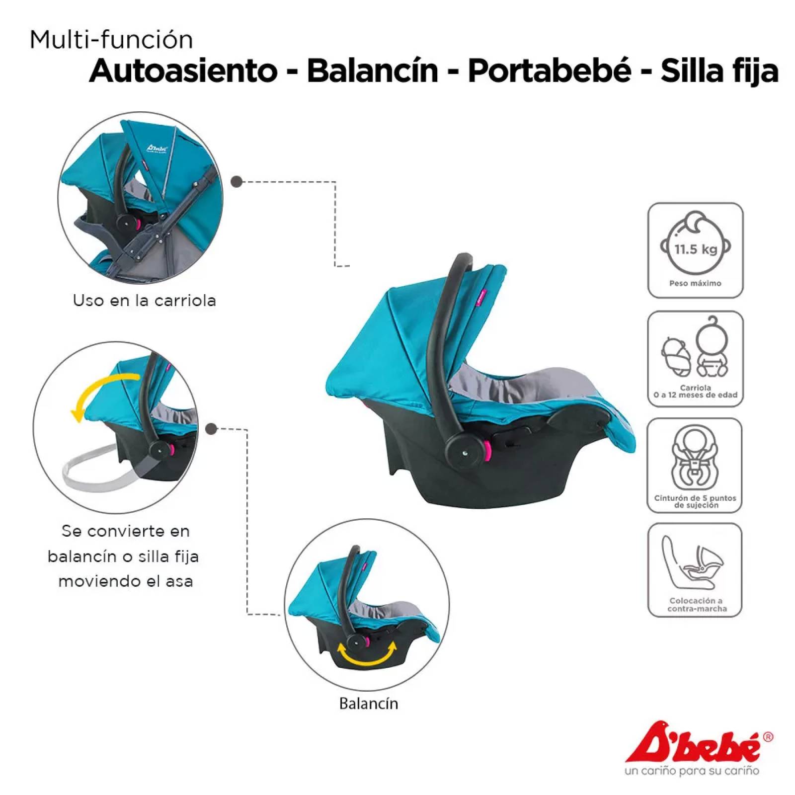 Carriola Travel System Dbebe Reversible,Portabebe,Reclinable  - Verde.