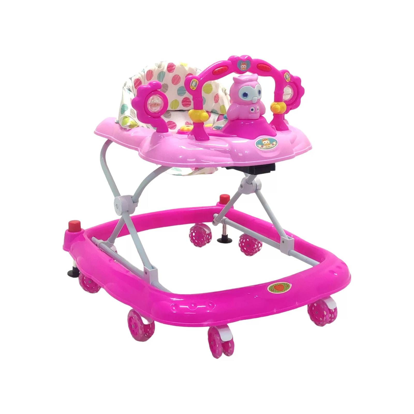 Andadera para Bebe Plegable,Musical,Llantas Gel,Buho - Rosa