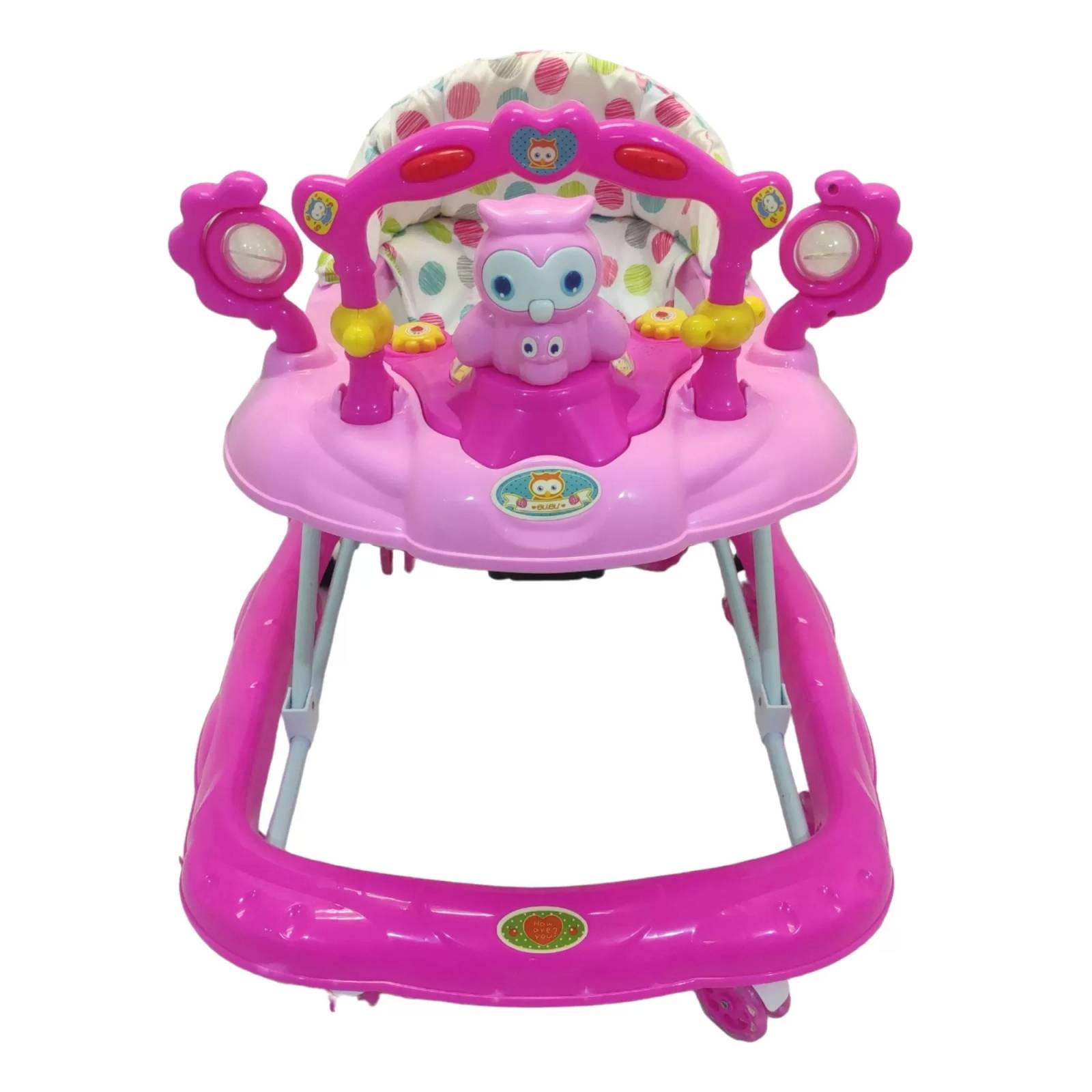 Andadera para Bebe Plegable,Musical,Llantas Gel,Buho - Rosa