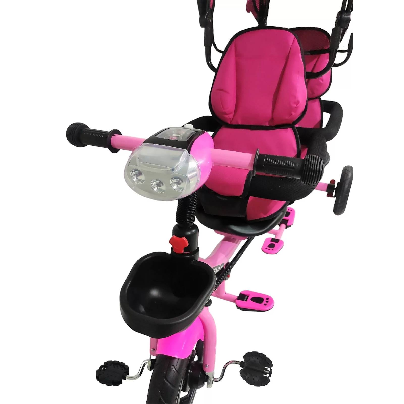 Triciclo para Niños Gemelar Doble Giratorio 360,Luz,Sonido  - Rosa.