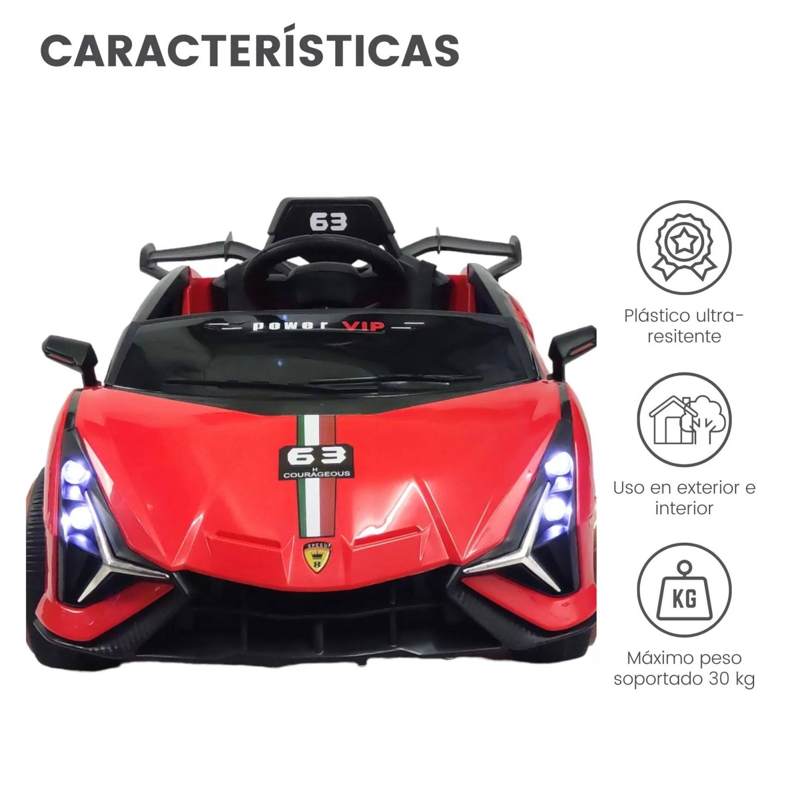 Carro electrico para niños con Control Remoto 12V Lambo  - Rojo