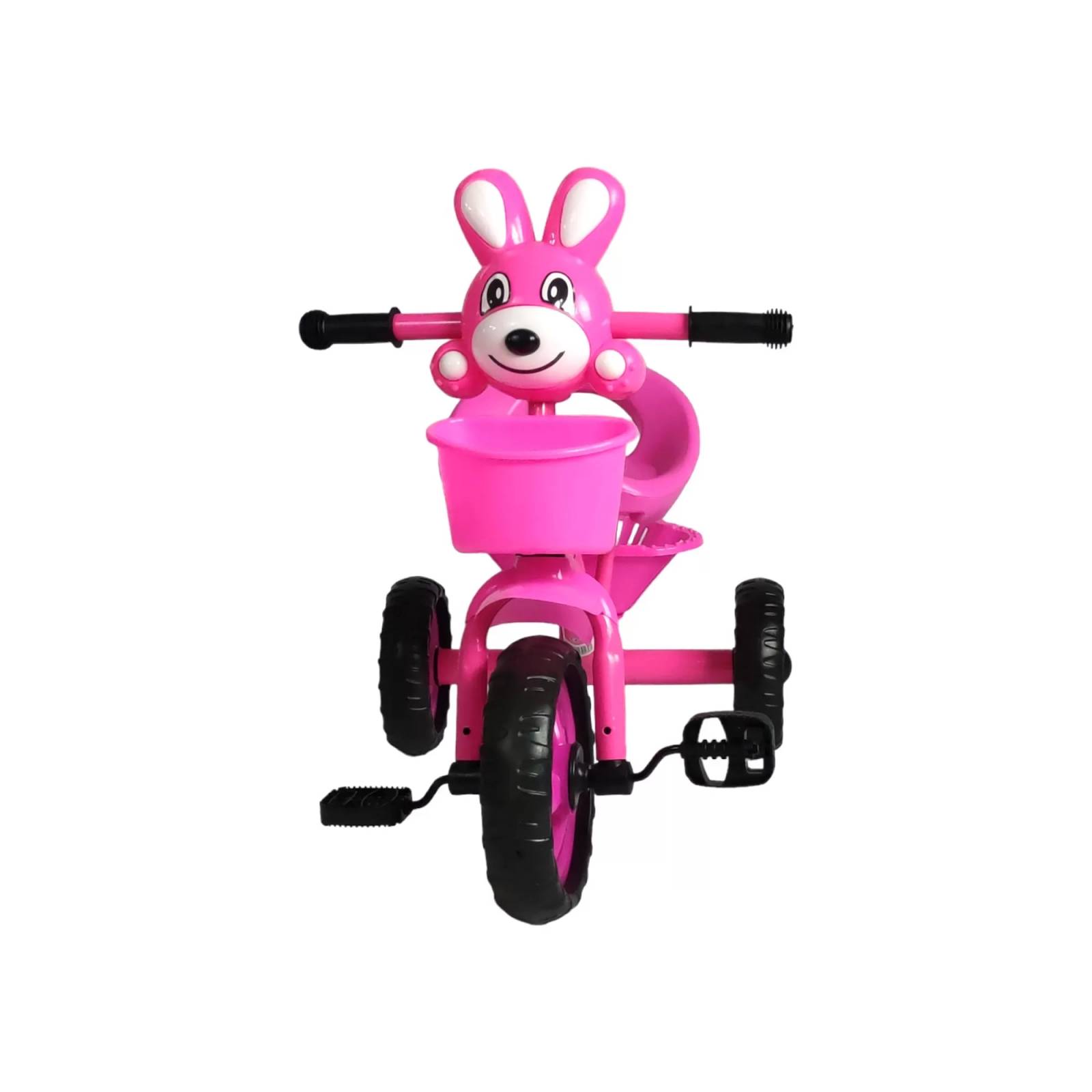 Triciclo para Niños Infantil con Canasto con Luz y Sonido Conejo  - Rosa.