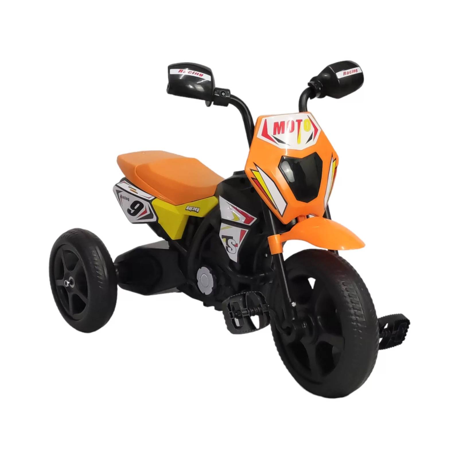 Triciclo para Niños con Tipo Moto con Luz y Sonido - Naranja