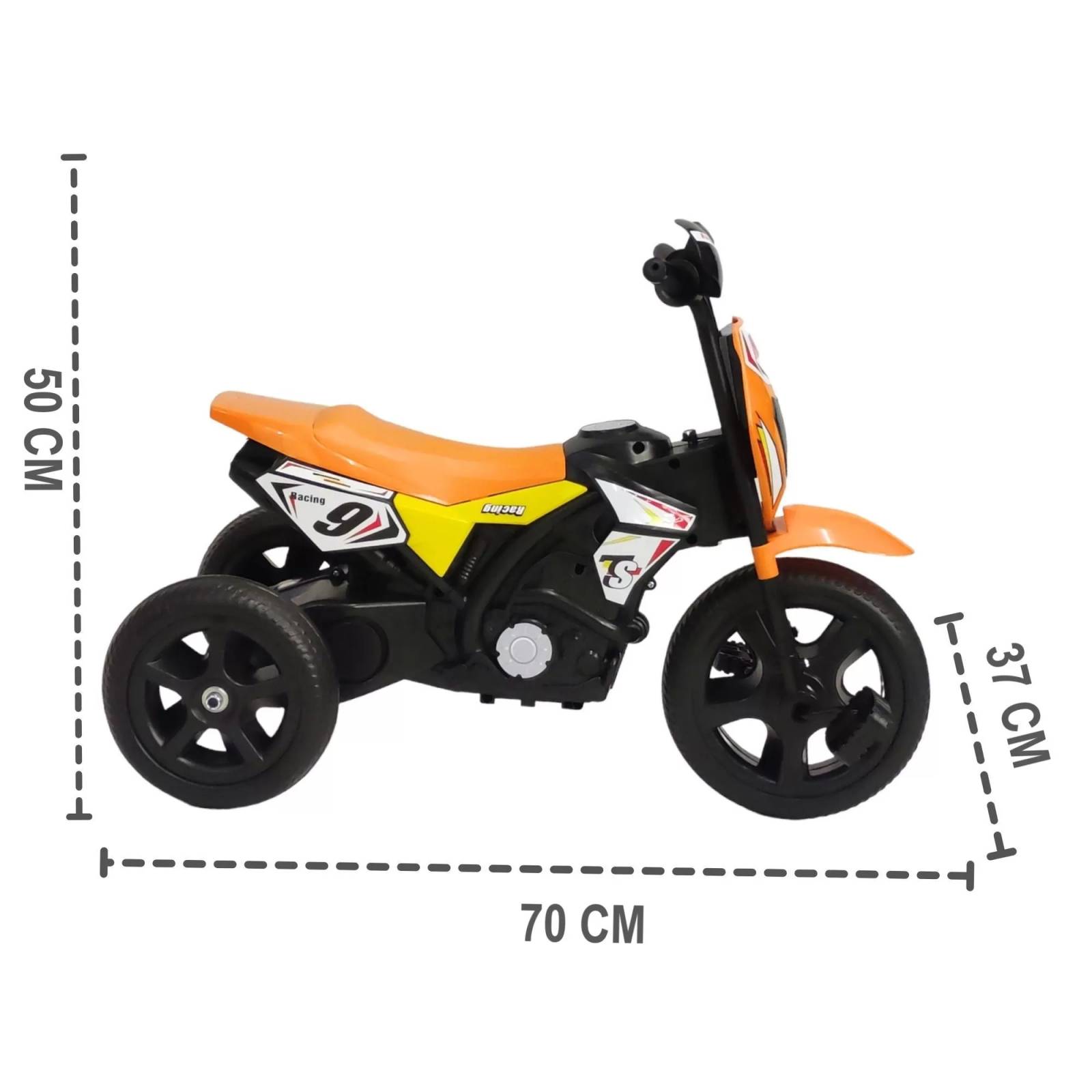 Triciclo para Niños con Tipo Moto con Luz y Sonido - Naranja