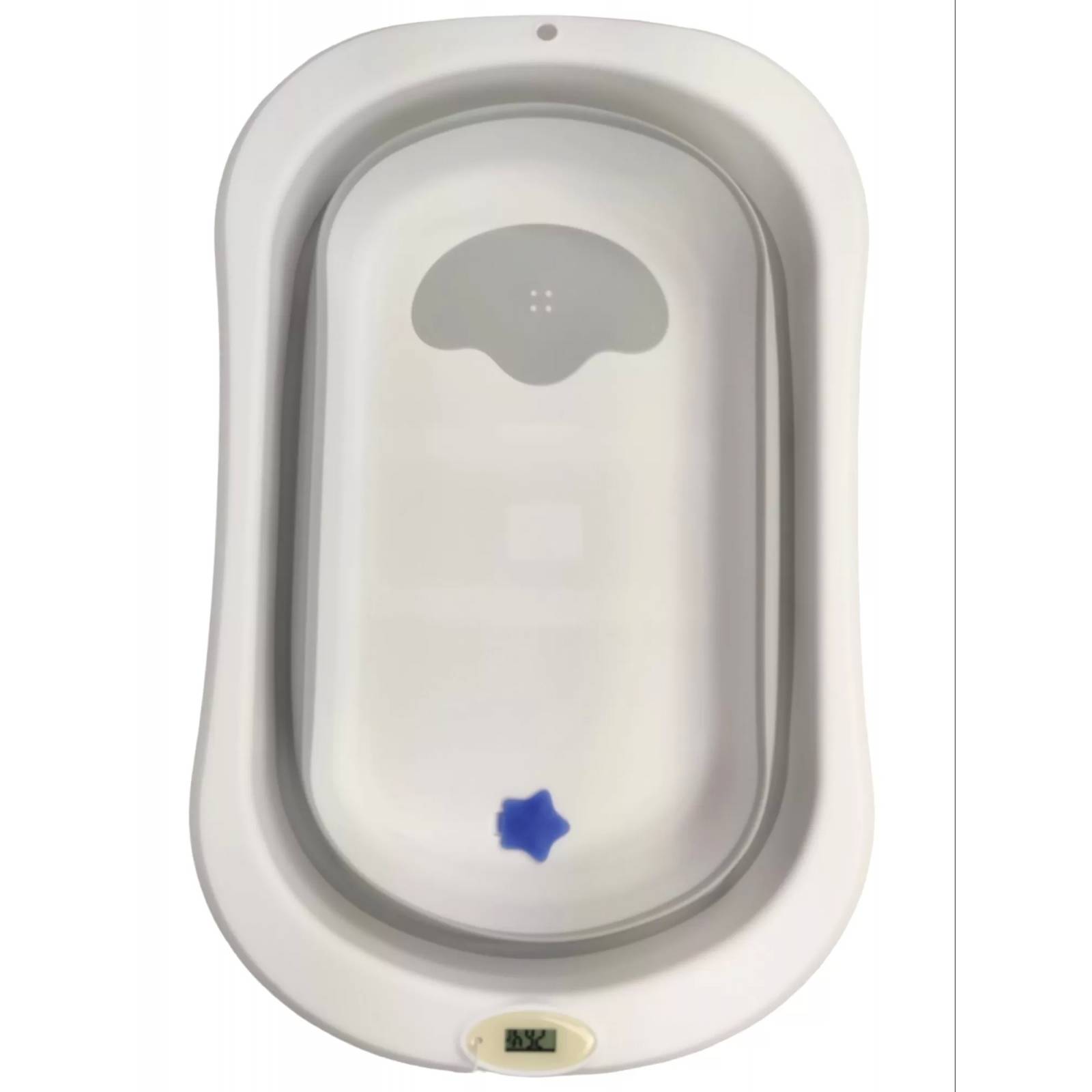 Bañera para Bebe Tina de Baño Plegable y Compacta Termometro - Gris