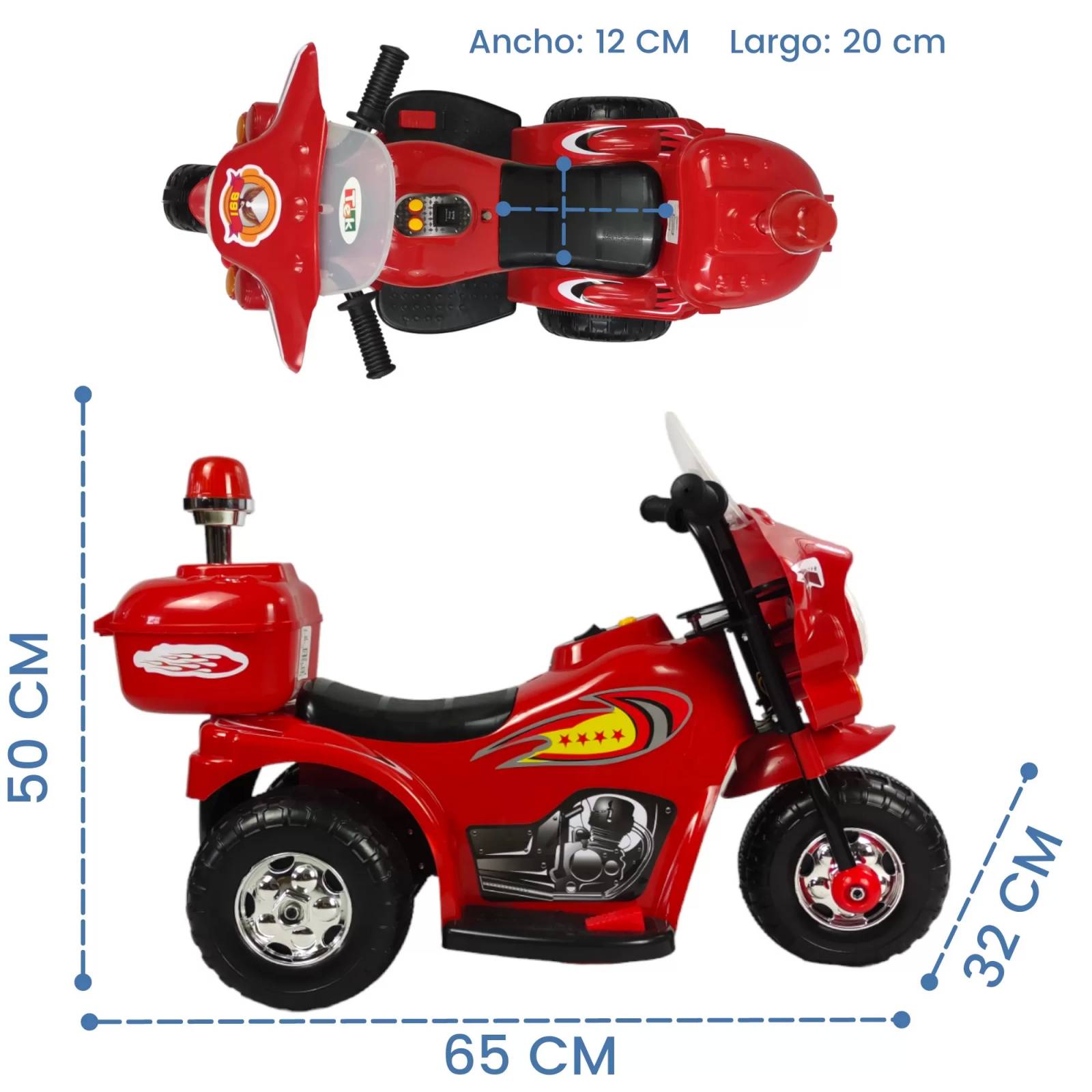 Motocicleta Montable Electrica Pequeña Sonido Luz LED 6v  - Rojo.