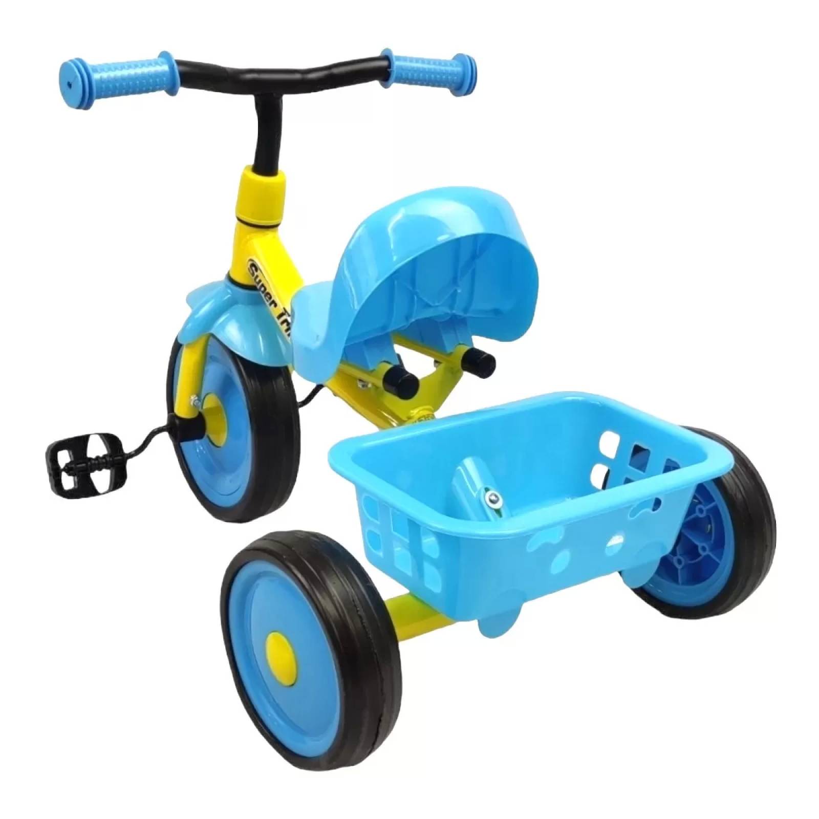 Triciclo para Niños con Canasto Salpicadera de 2 a 4 años  - Azul.