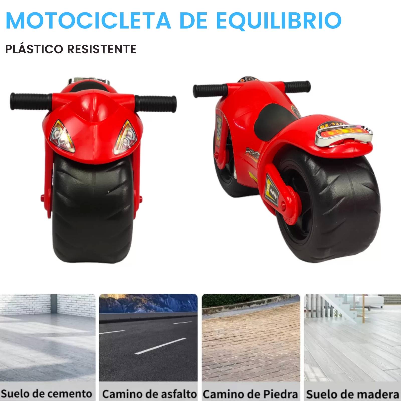 Montable para Niños Moto Correpasillos, largo 60 cm  - Rojo