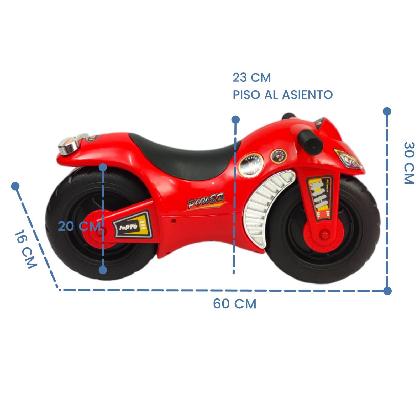 Montable para Niños Moto Correpasillos, largo 60 cm  - Rojo