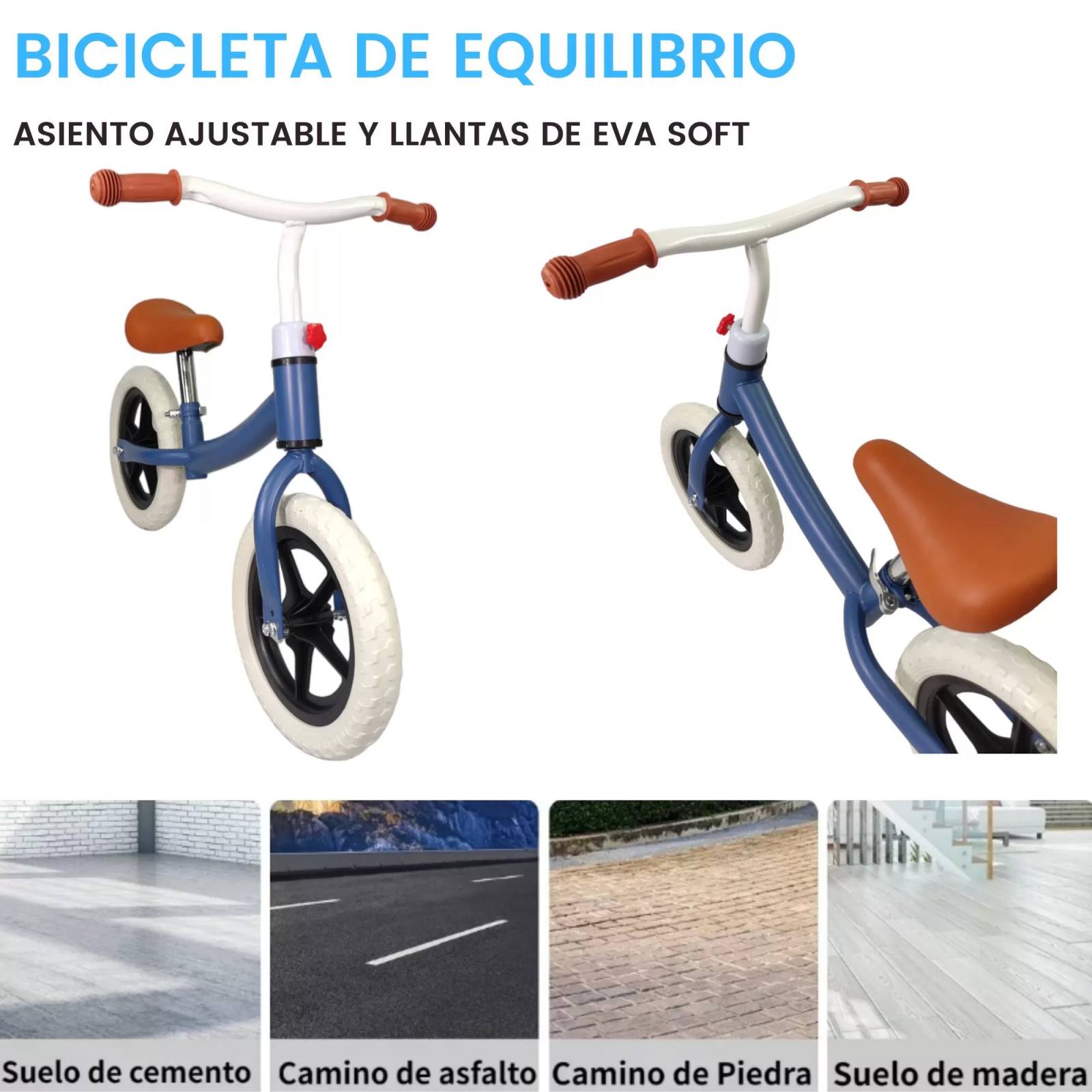 Bicicleta sin Pedales de Equilibrio y Balance para Niños - Azul
