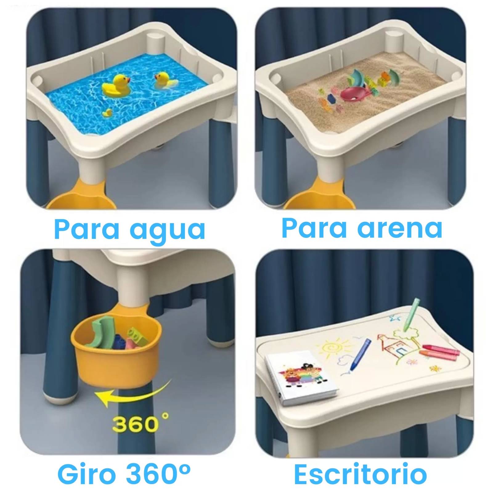 Mesa para Niños de Actividades 3 en 1 Bloques con Silla 209PC  - Amarillo.