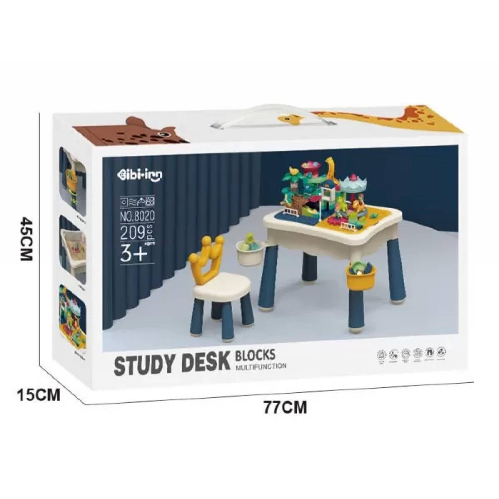 Mesa para Niños de Actividades 3 en 1 Bloques con Silla 209PC  - Amarillo.