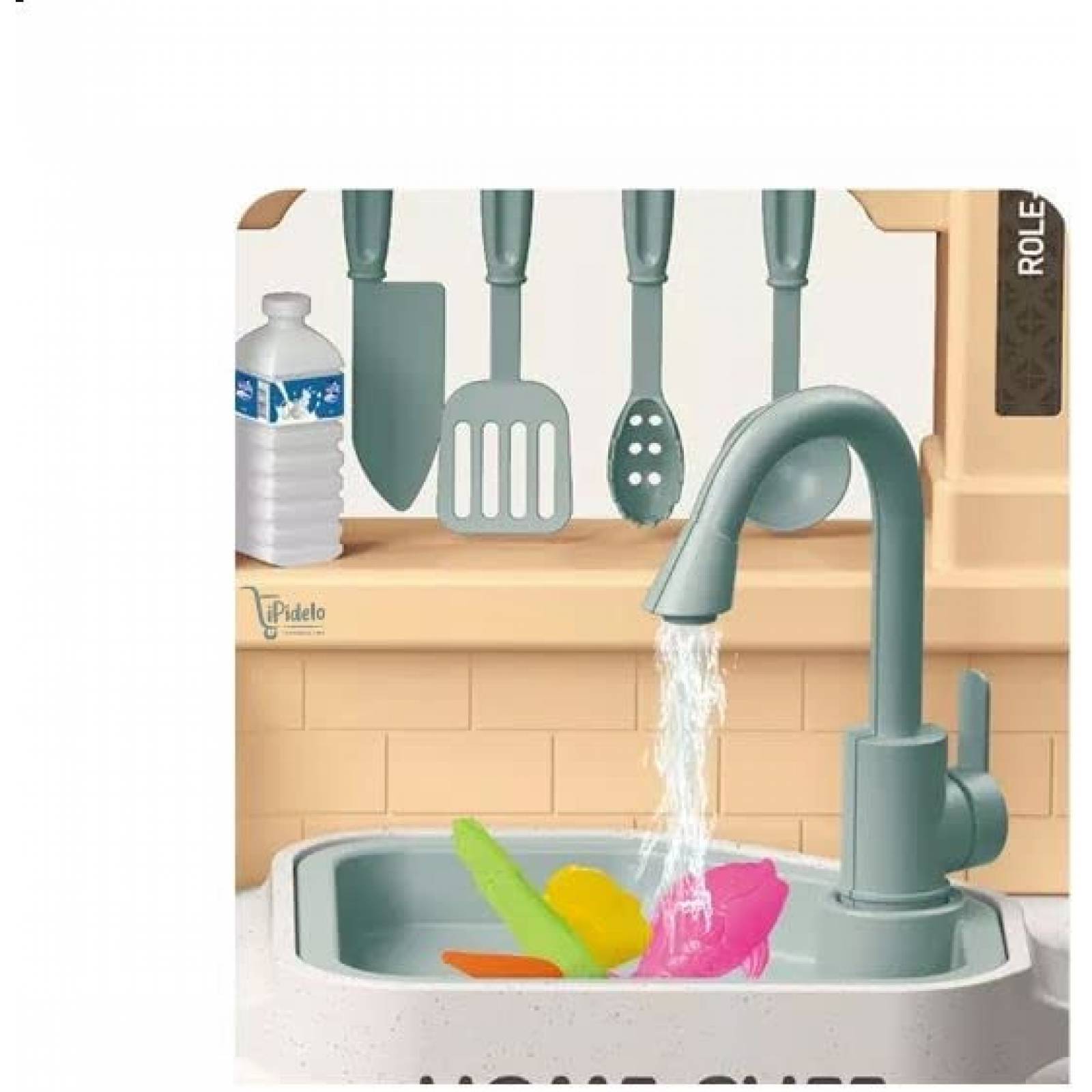 Cocina de Juguete para Niños 85pz Sonido,Agua,Vapor,Luz,Micro Hornito  - Violeta.