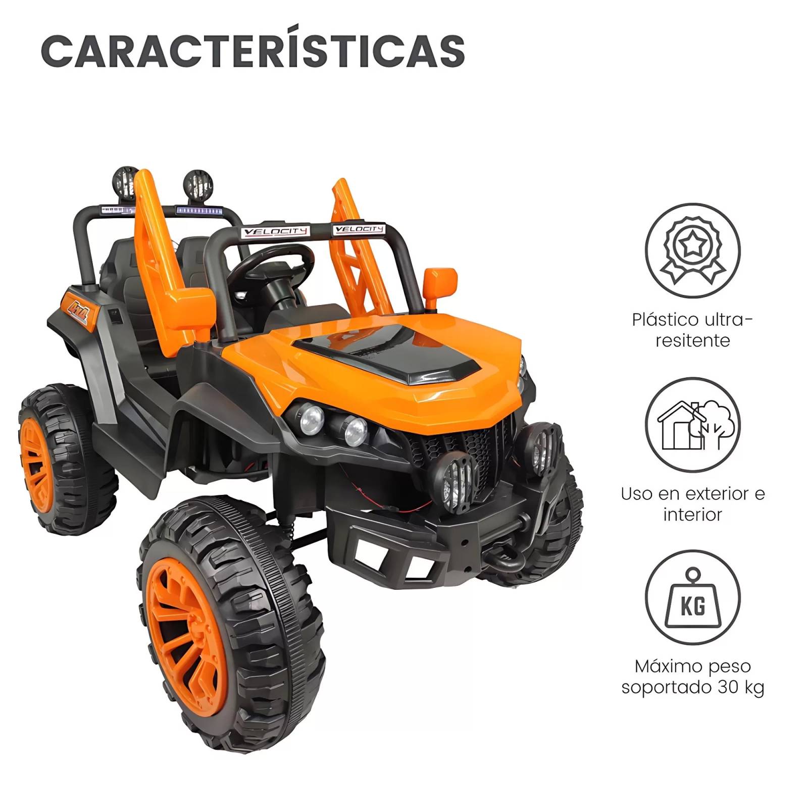 Carro Montable Electrico con Control Remoto MP3 USB 12V Luz  - Naranja