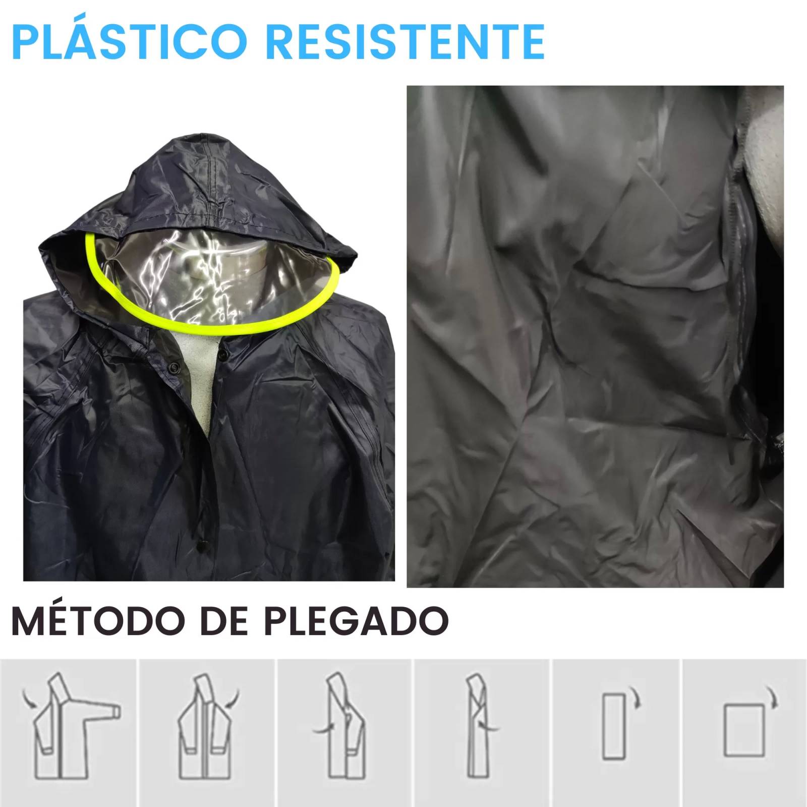 Capa Impermeable con Visera Gabardina para Lluvia Reflectante  - Azul