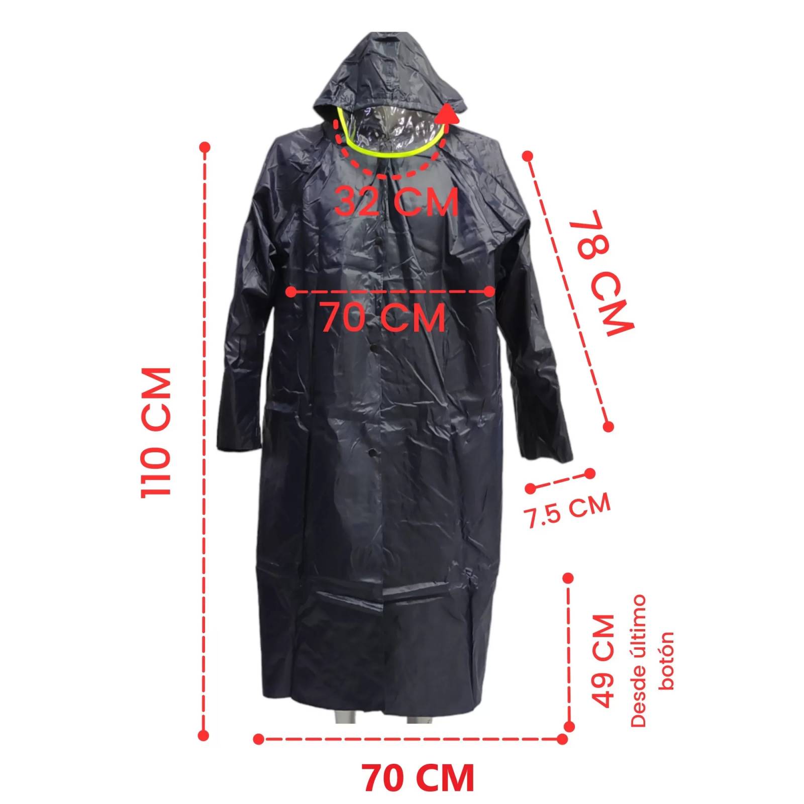 Capa Impermeable con Visera Gabardina para Lluvia Reflectante  - Azul