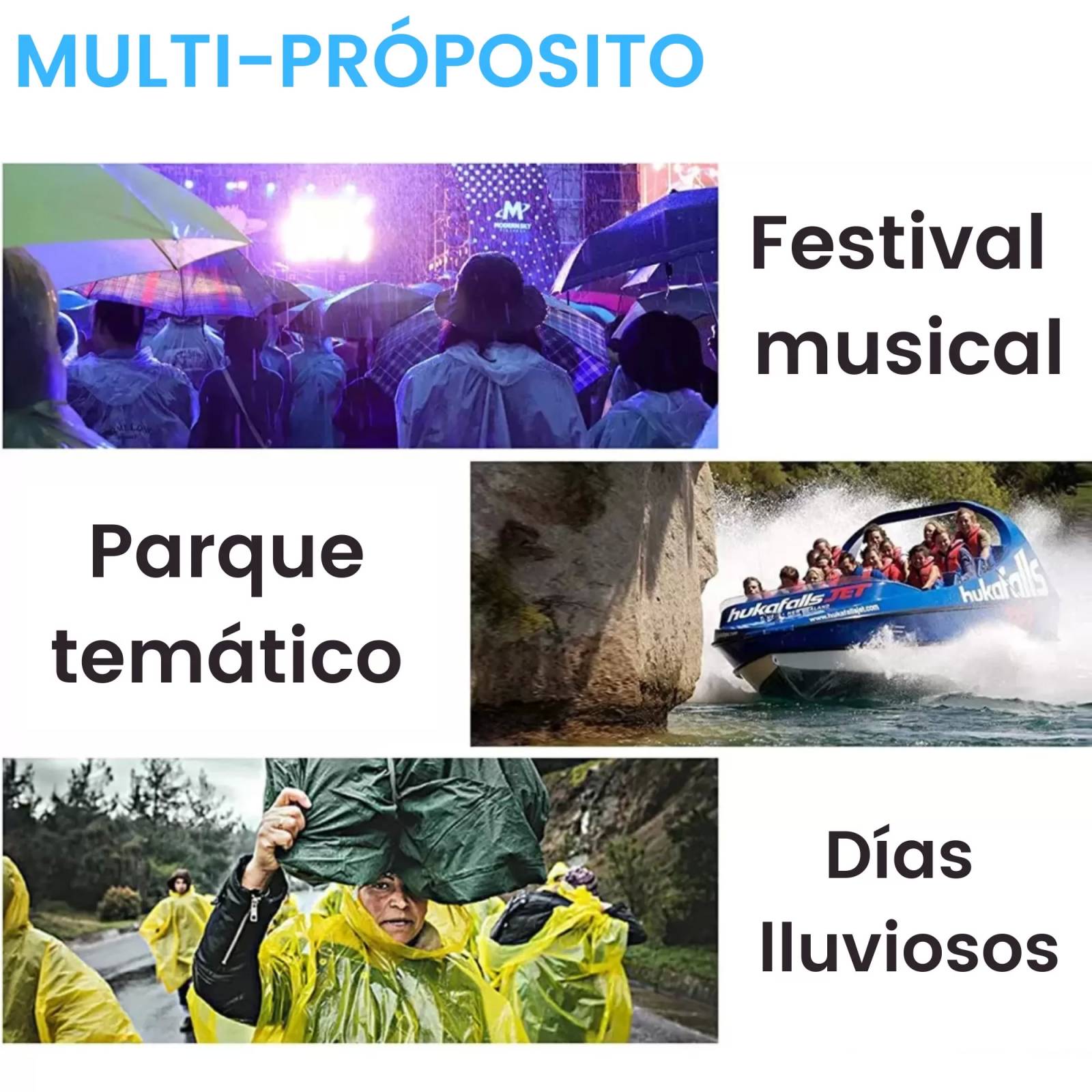 Capa Impermeable con Visera Gabardina para Lluvia Reflectante  - Azul