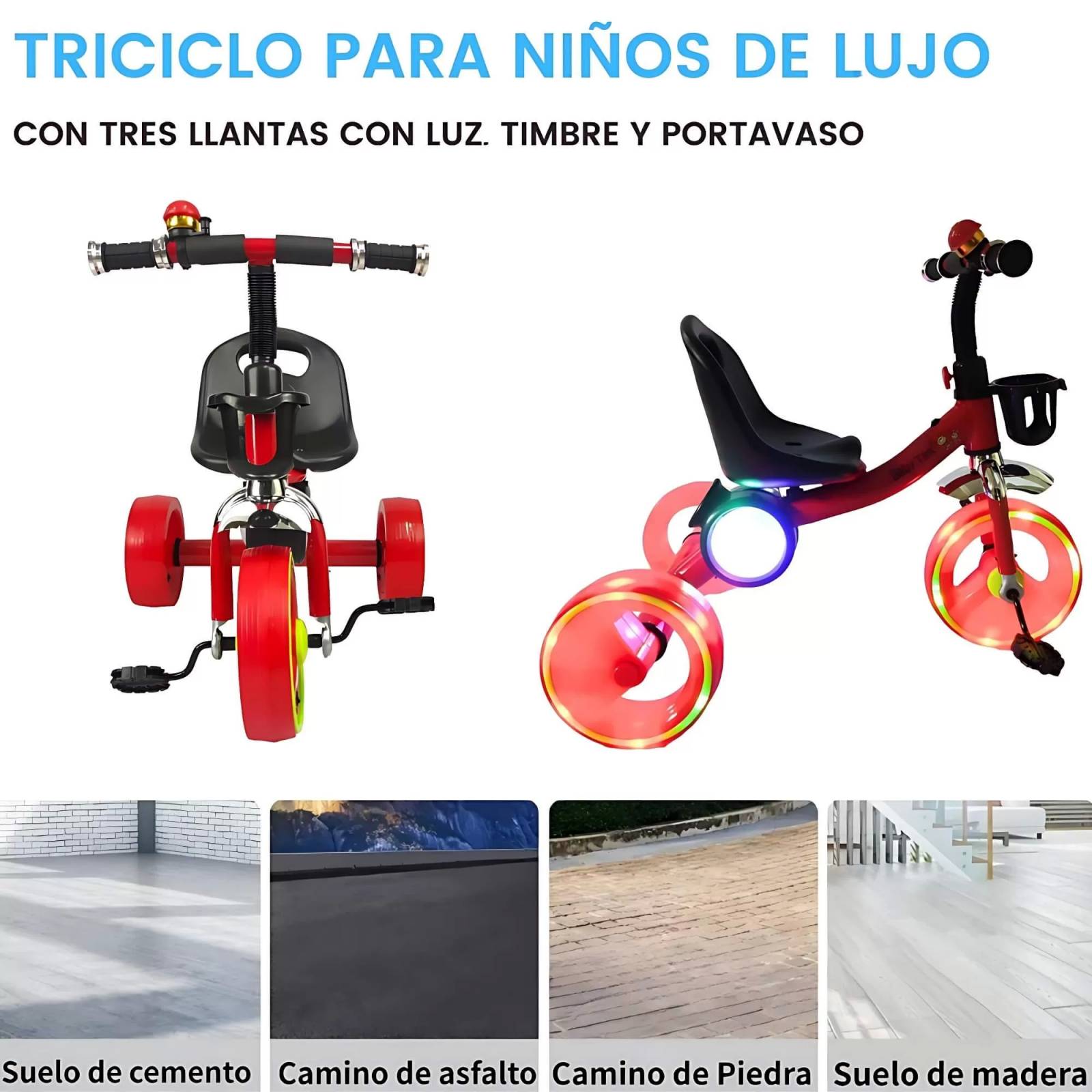 Triciclo con cheap musica y luces