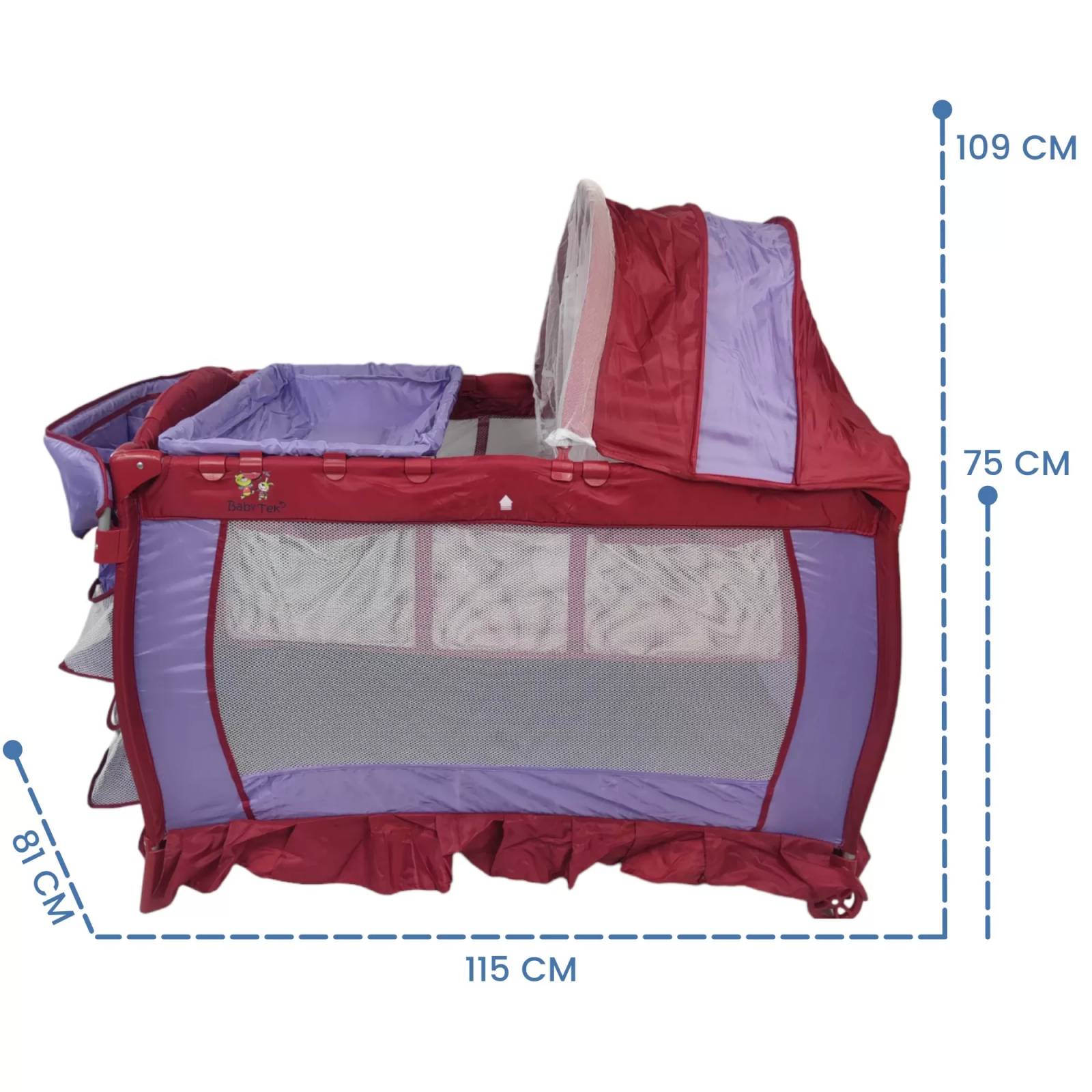 Cuna Corral para Bebe Plegable,Cambiador,Organizador  - Purpura