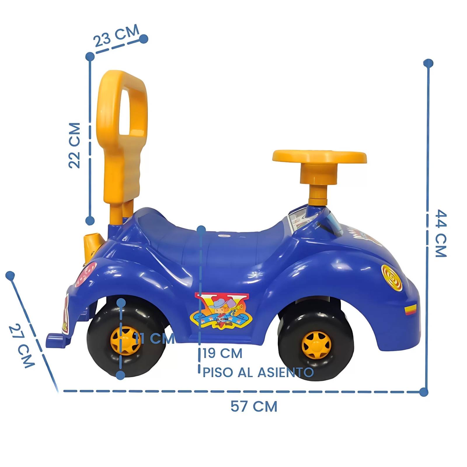 Coche Montable Correpasillos Deportivo con Respaldo y Claxon - Azul.