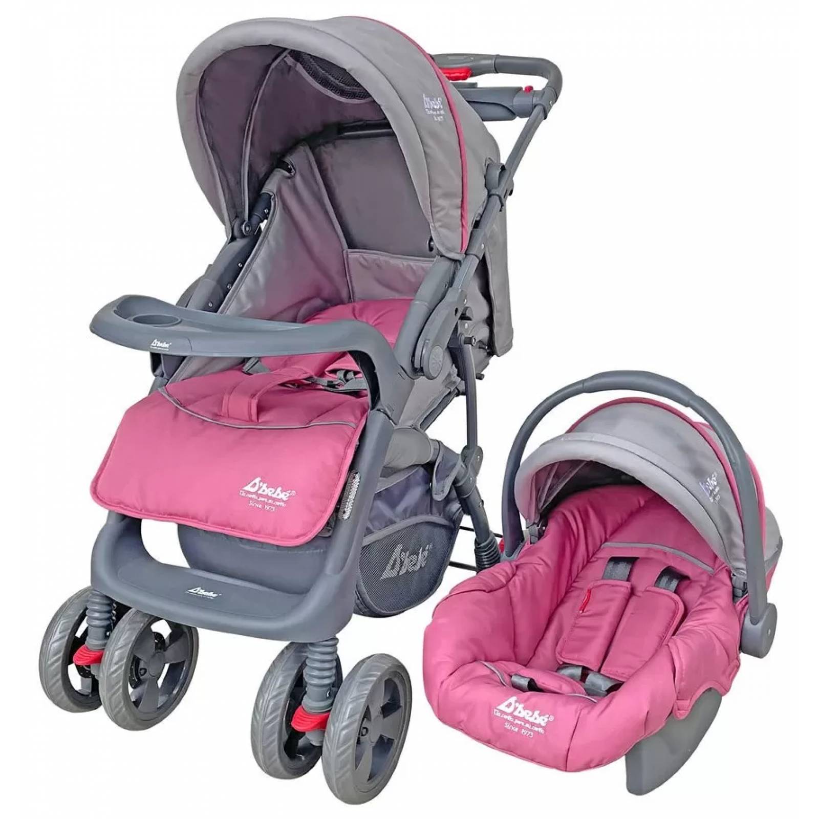 Carriola para Bebé de Viaje Autoasiento,Reversible,Reclinable  - Rosa
