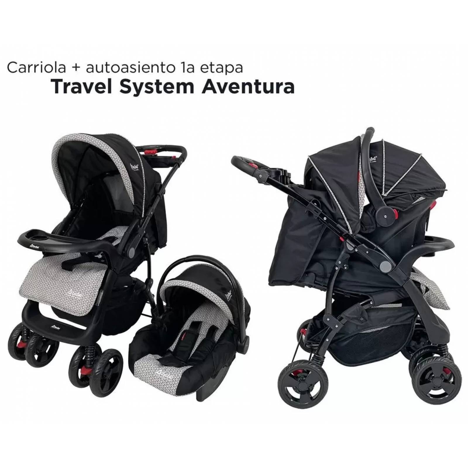 Carriola para Bebé de Viaje Autoasiento,Reversible,Reclinable  - Negro.