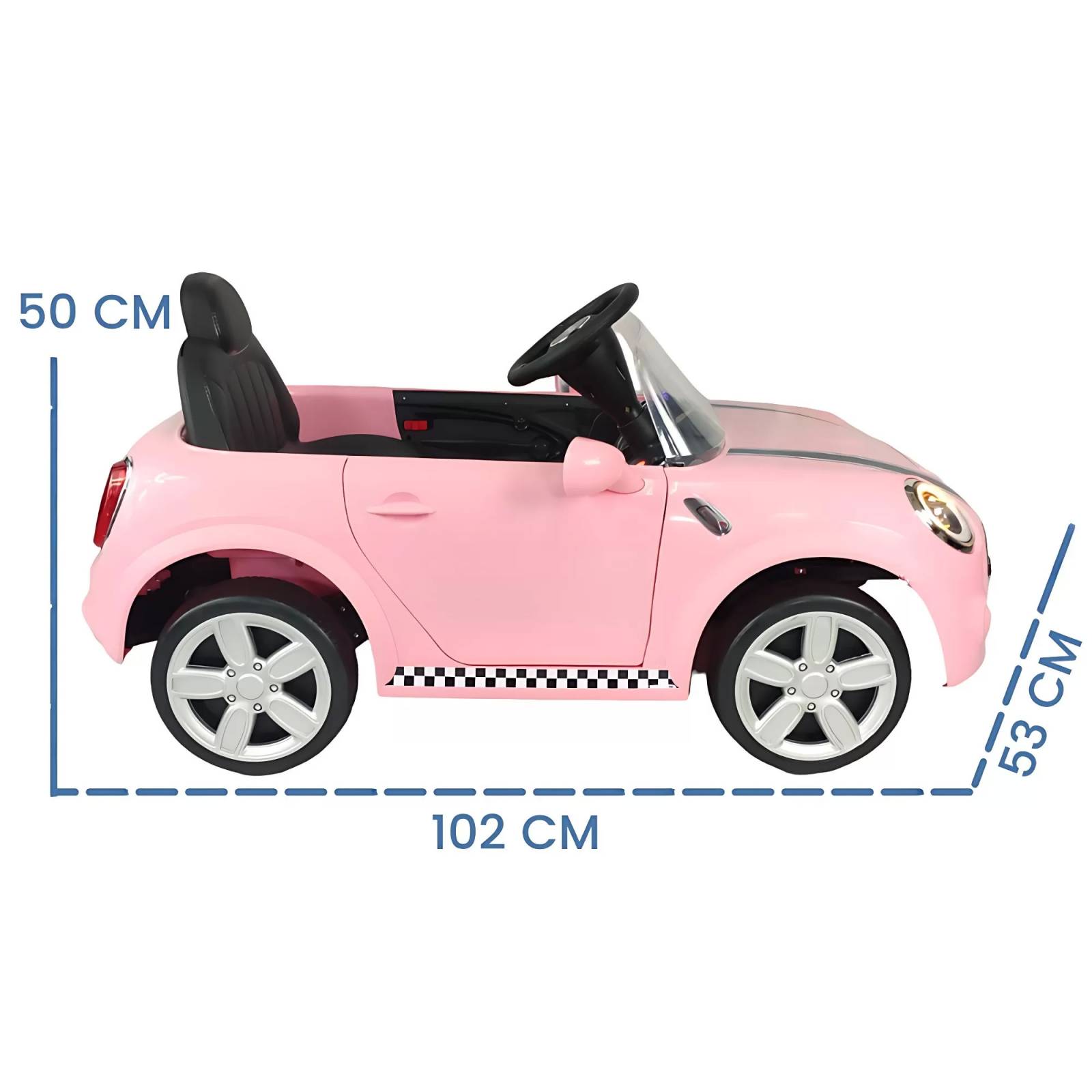Carro eléctrico para niños con control remoto 12V cooper  - Rosa