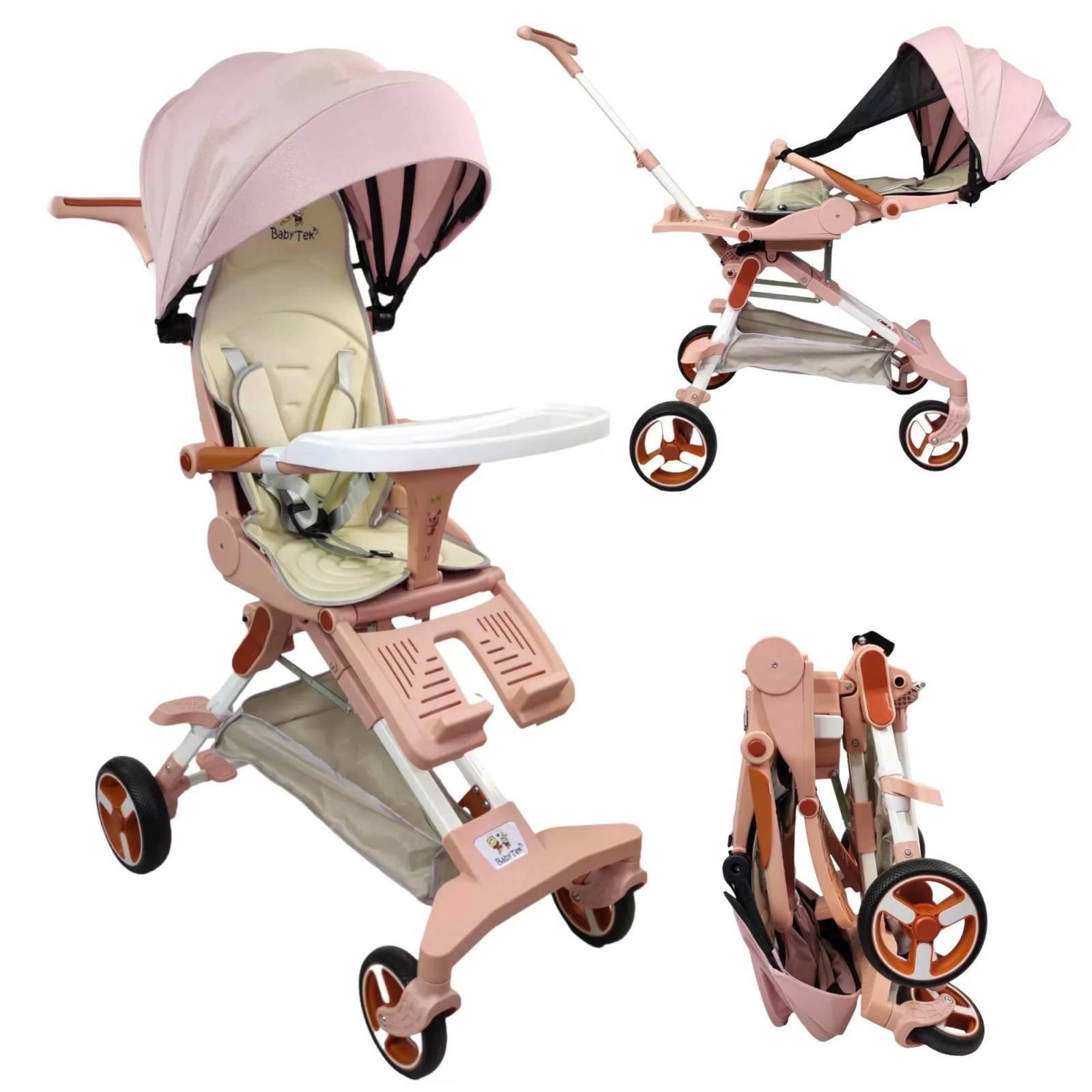 Carriola para Bebe Moderna Giratorio,Frenos,Plegable,Reclinable  - Rosa